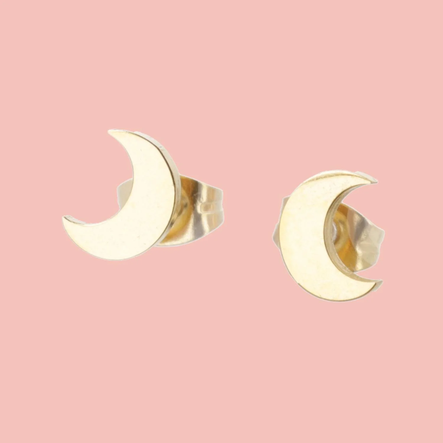 Moon Stud Earrings (Gold Plated) - Image 3