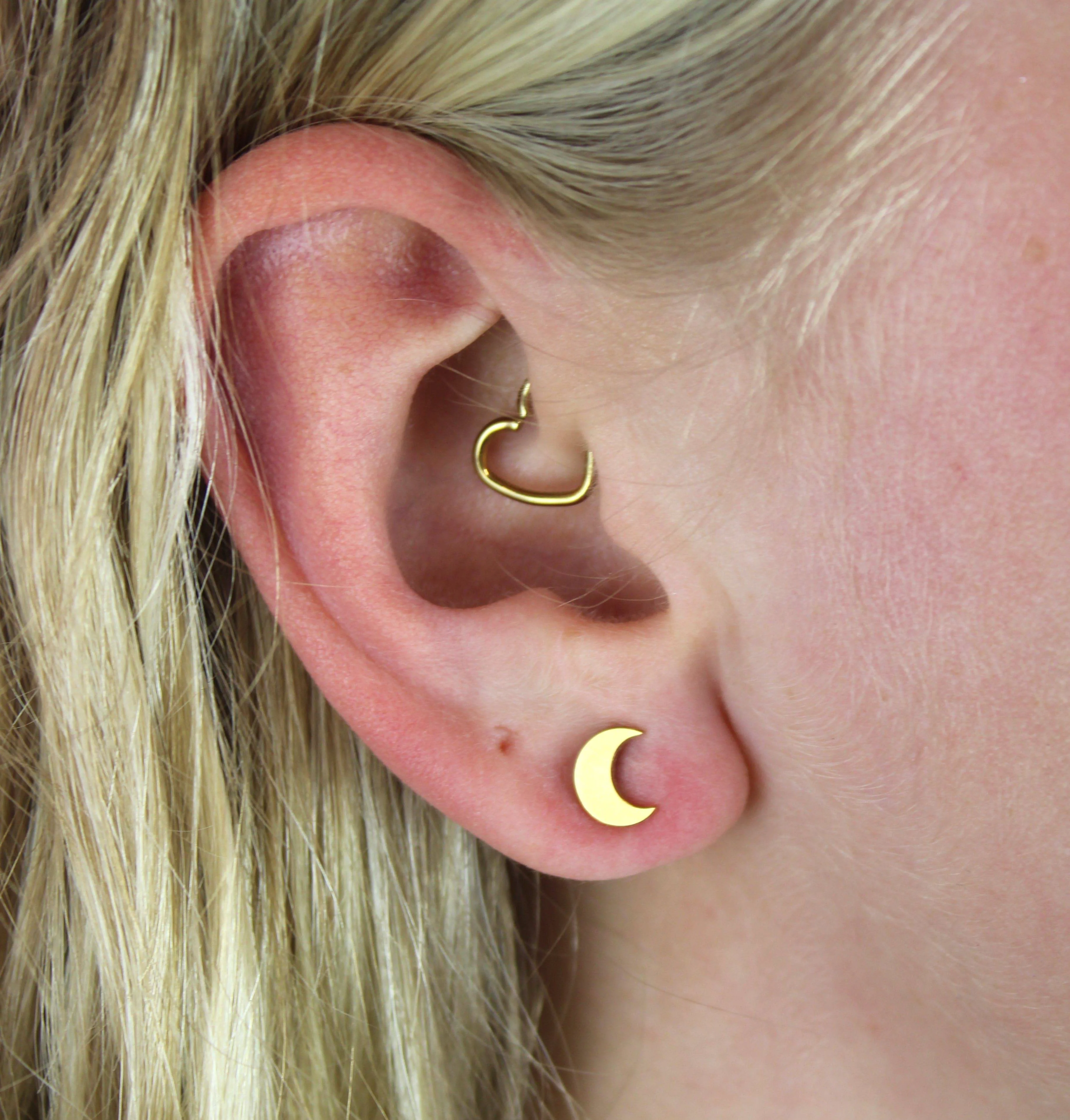 Moon Stud Earrings (Gold Plated) - Image 4