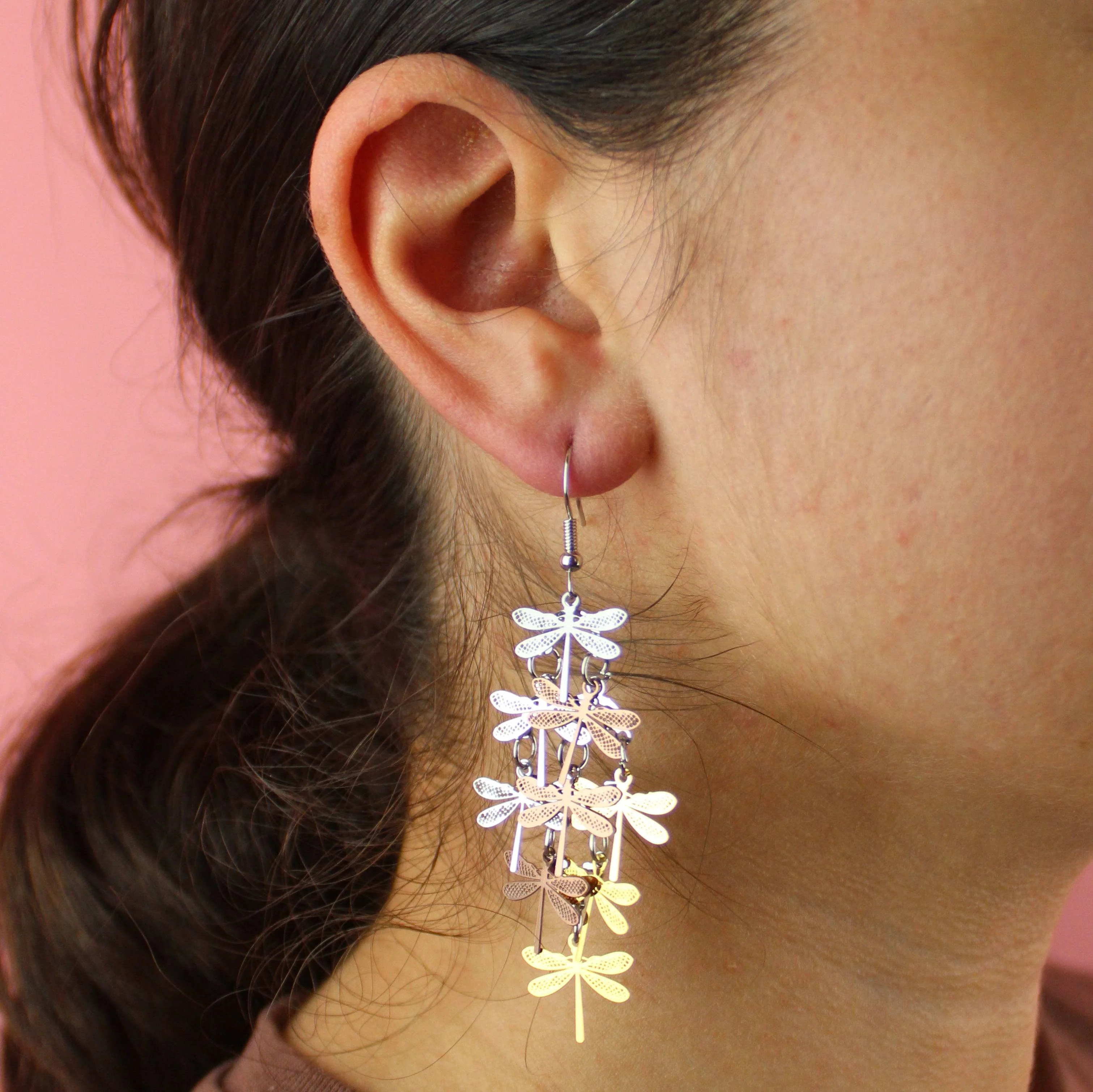 Multicolour Dragonfly Earrings - Image 3