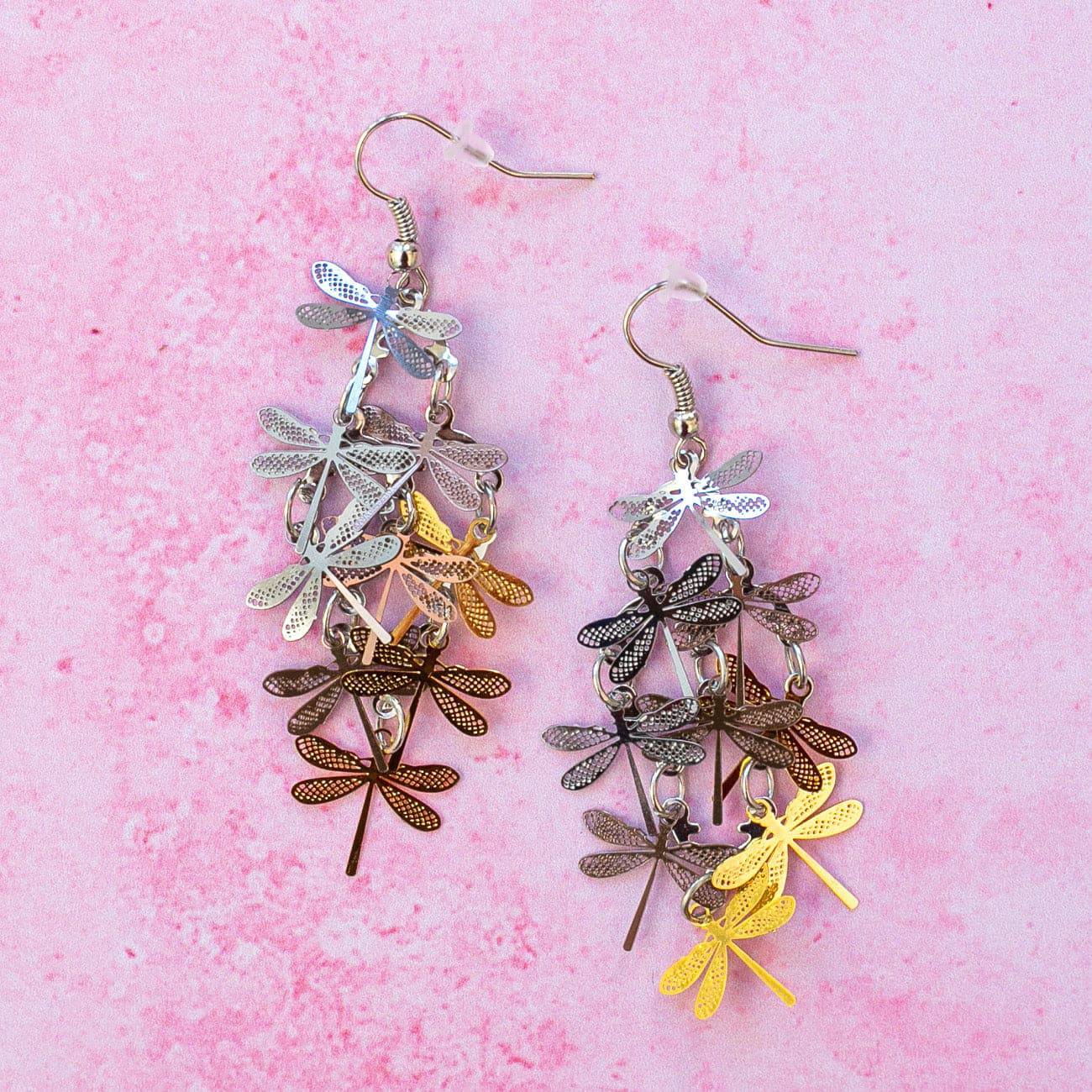 Multicolour Dragonfly Earrings - Image 6