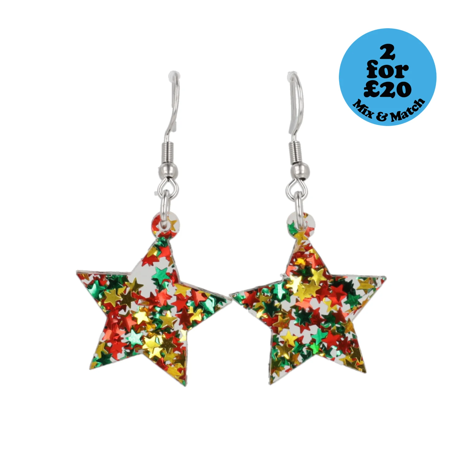 Multicolour Stellar Confetti Star Earrings