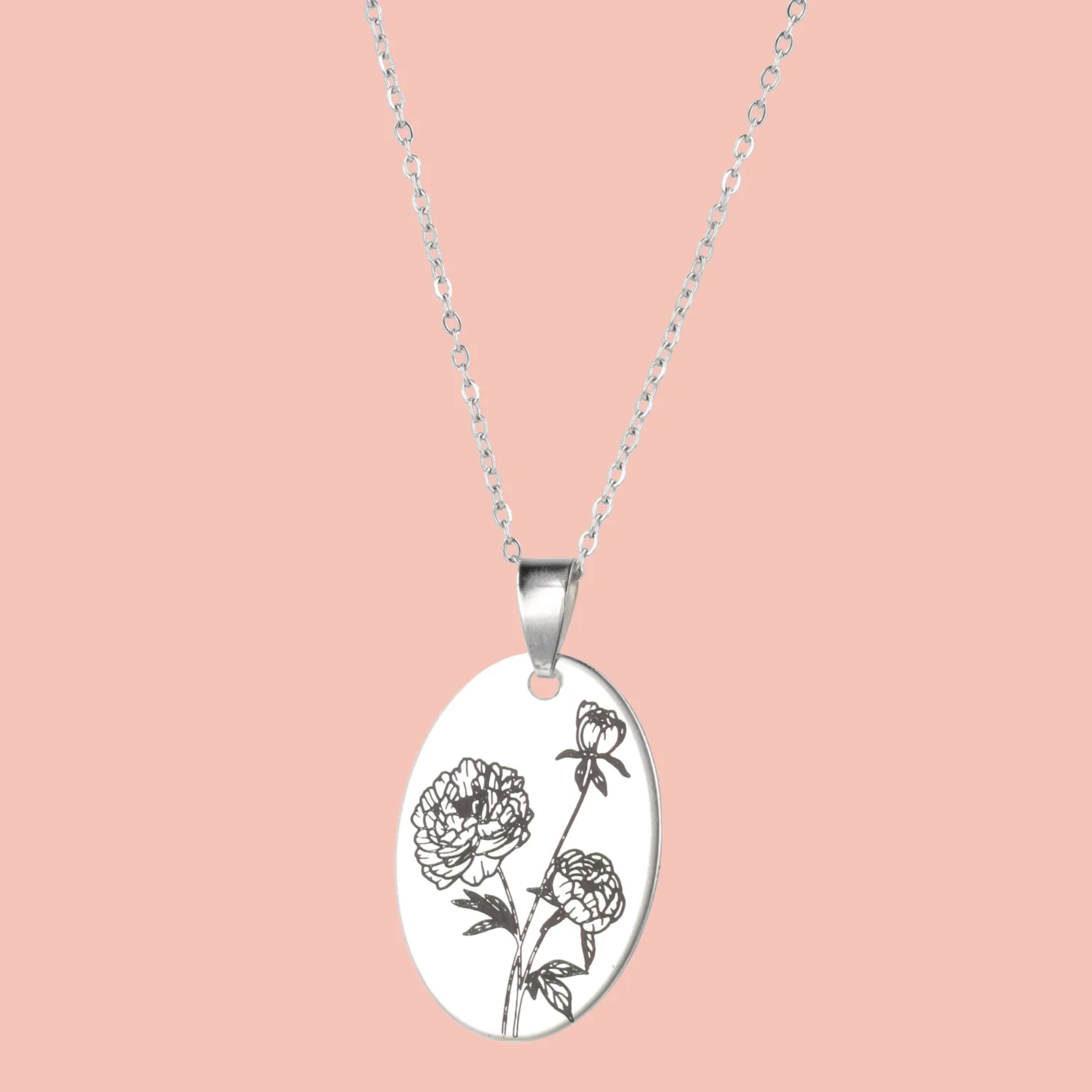 November Birth Flower Necklace - Peony