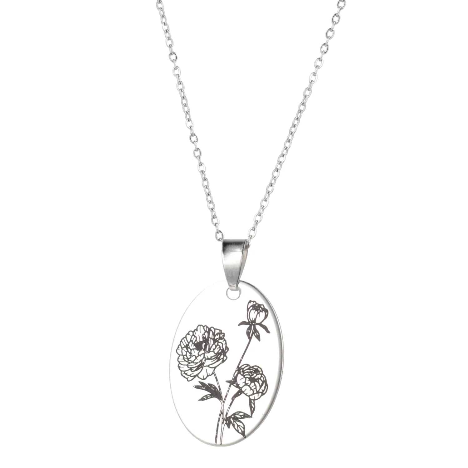 November Birth Flower Necklace - Peony - Image 5