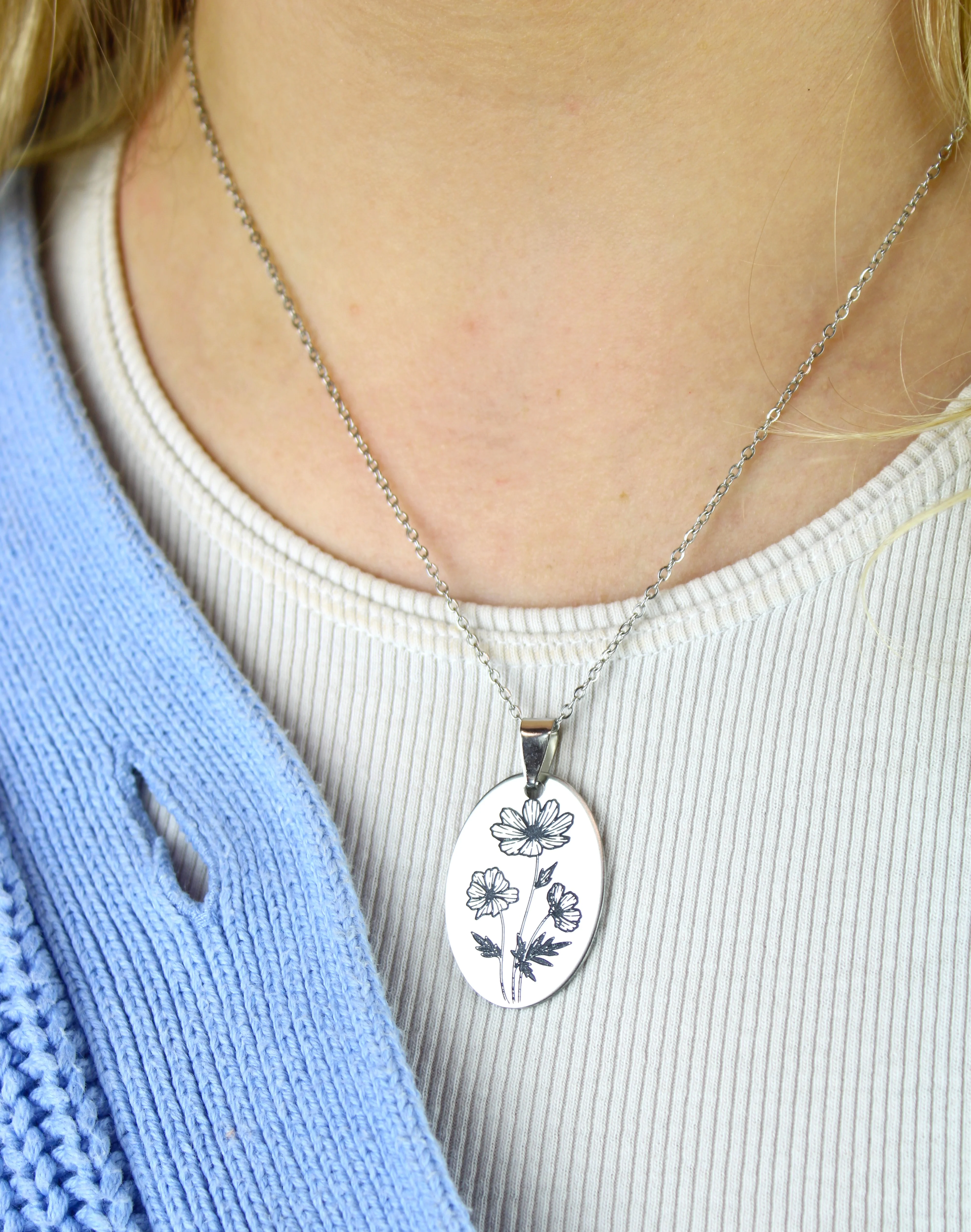 October Birth Flower Necklace - Cosmos - Image 2
