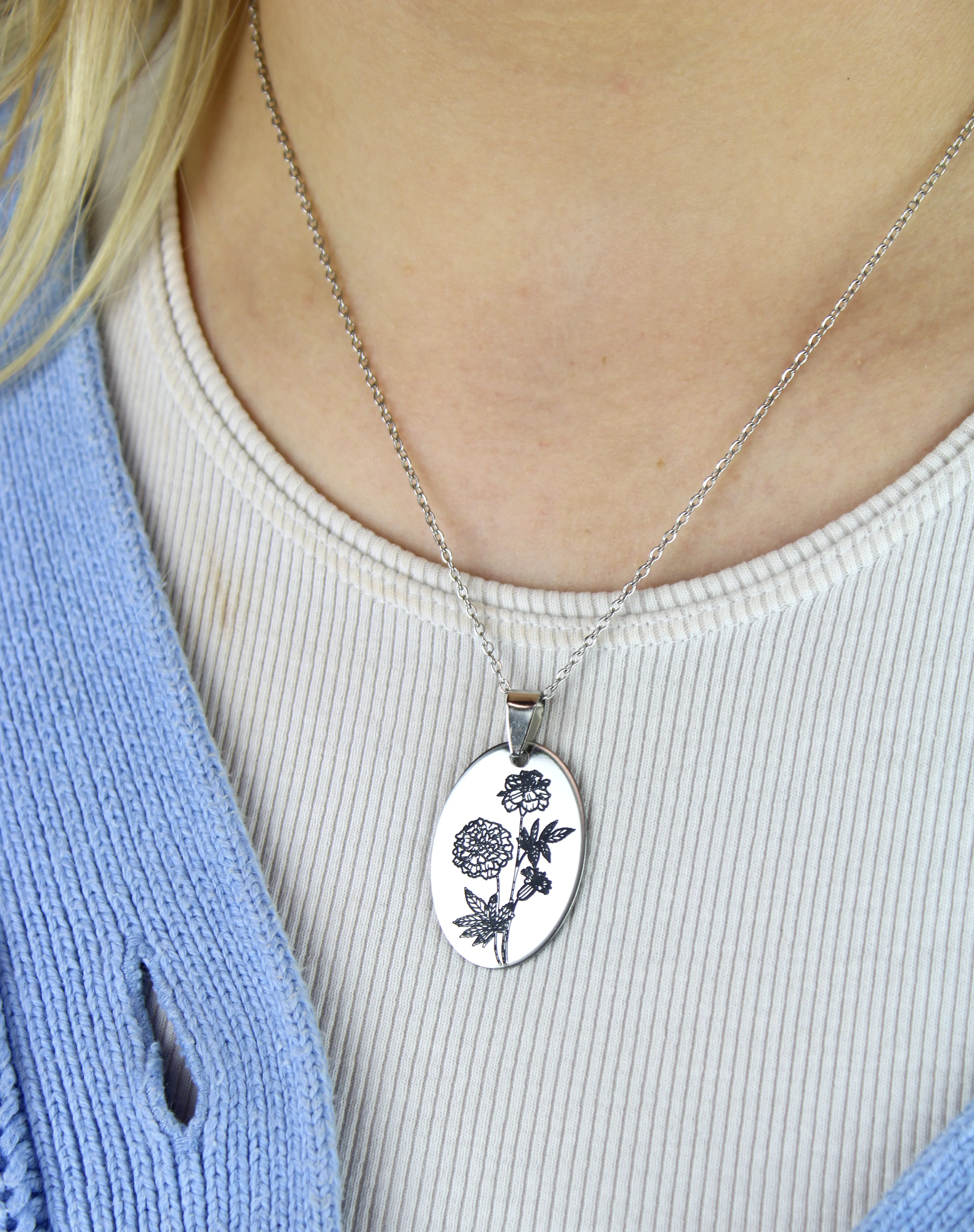October Birth Flower Necklace - Marigold - Image 2