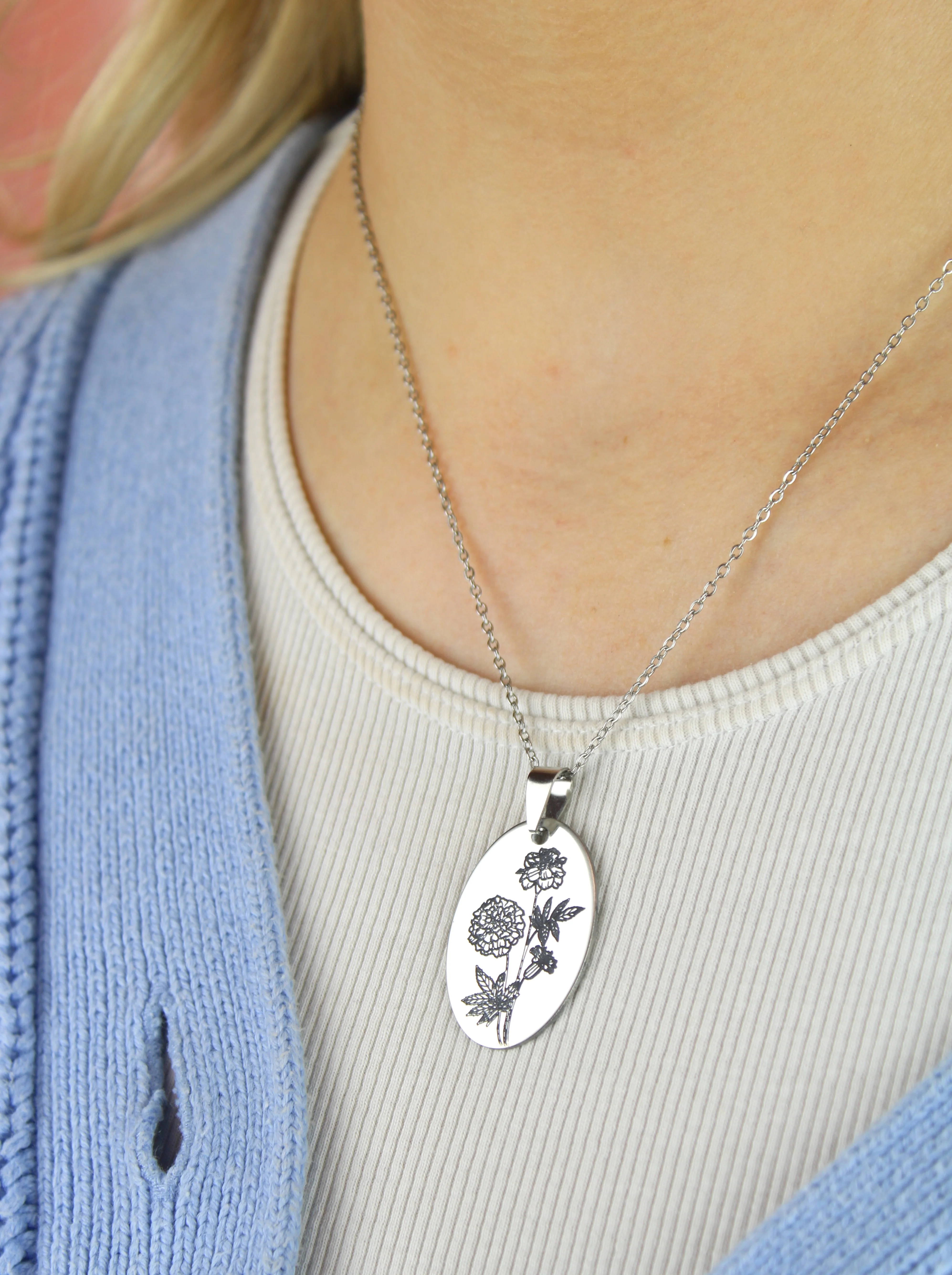 October Birth Flower Necklace - Marigold - Image 4