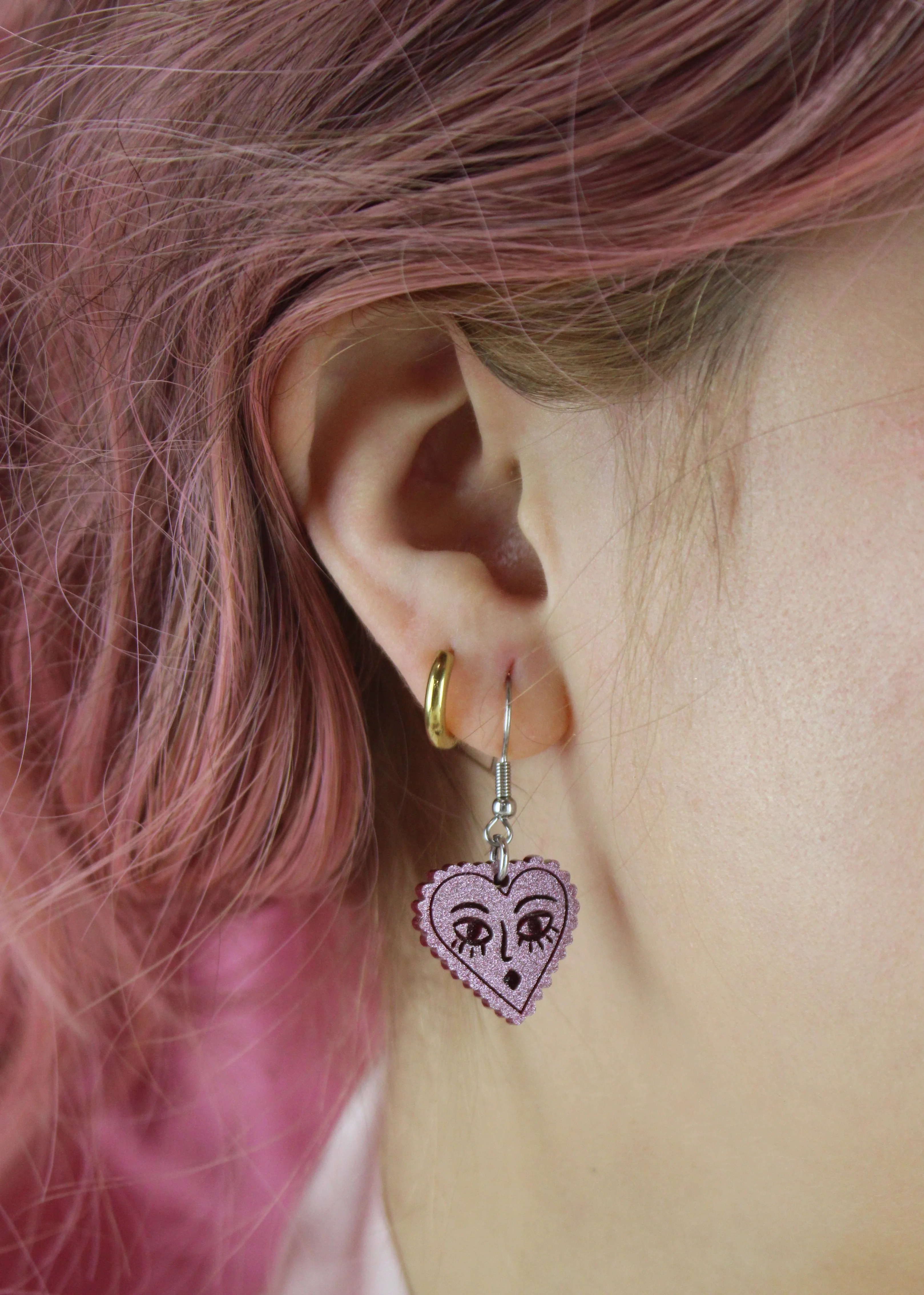 Ooh La La! Heart Face Earrings - Image 2