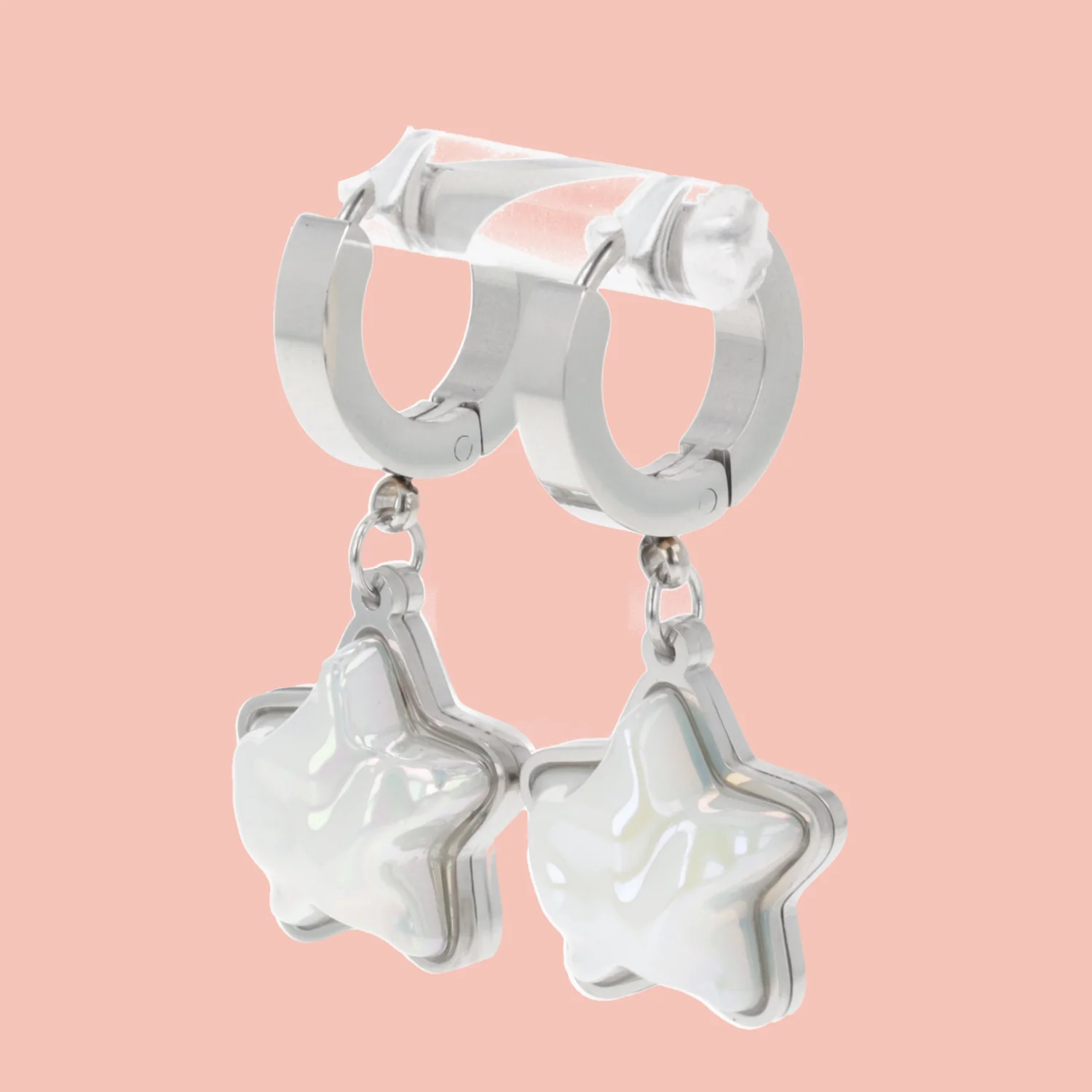 Opal Star Huggie Hoop Earrings - Image 3