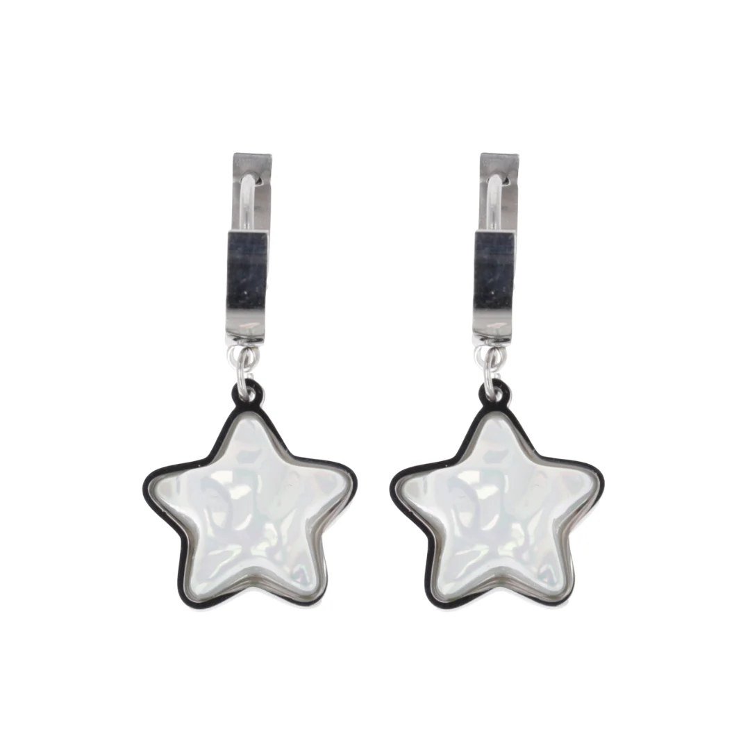 Opal Star Huggie Hoop Earrings - Image 5