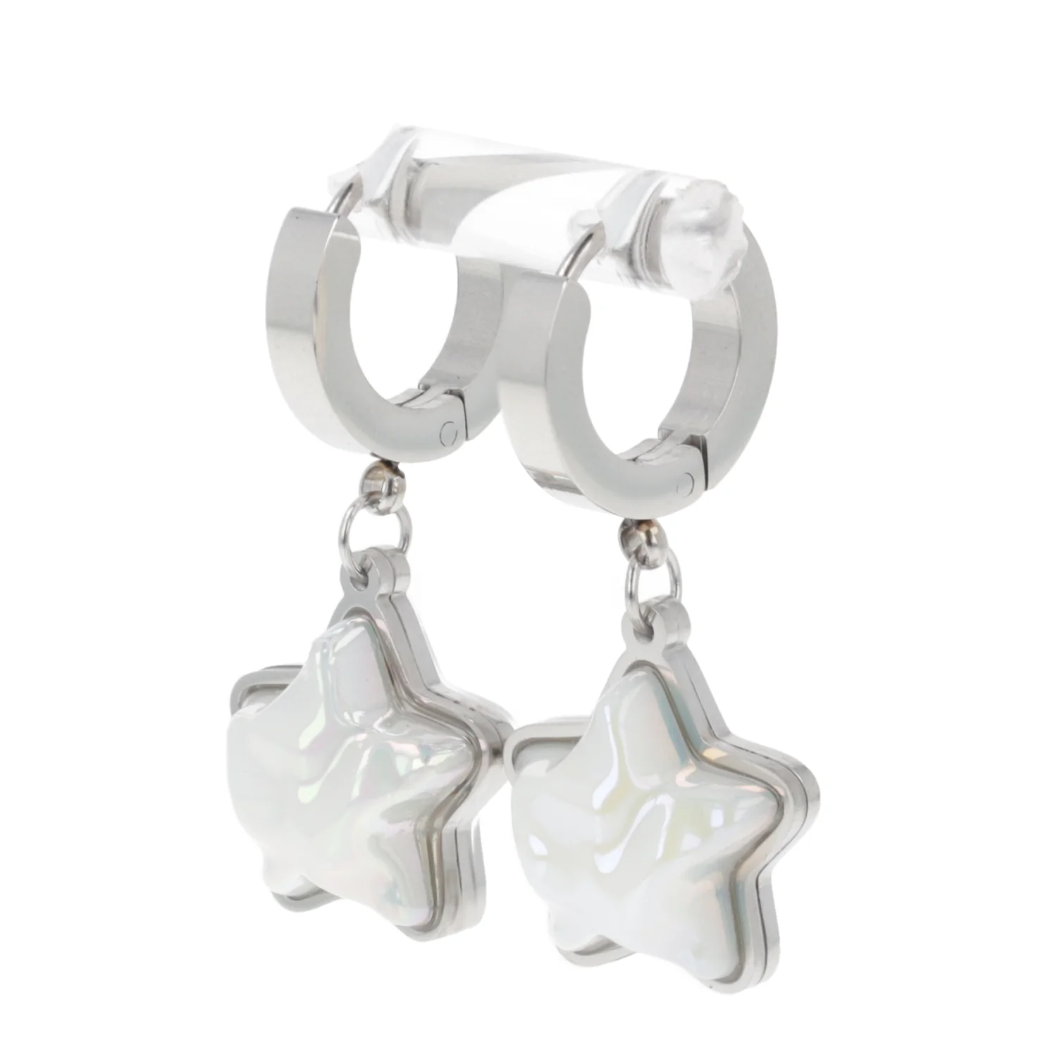 Opal Star Huggie Hoop Earrings - Image 6