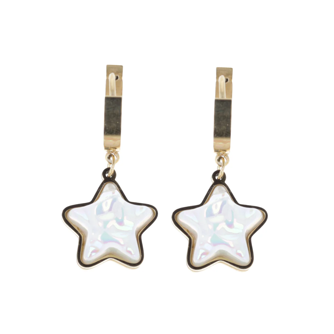 Opal Star Huggie Hoop Earrings (Gold Plated) - Image 5