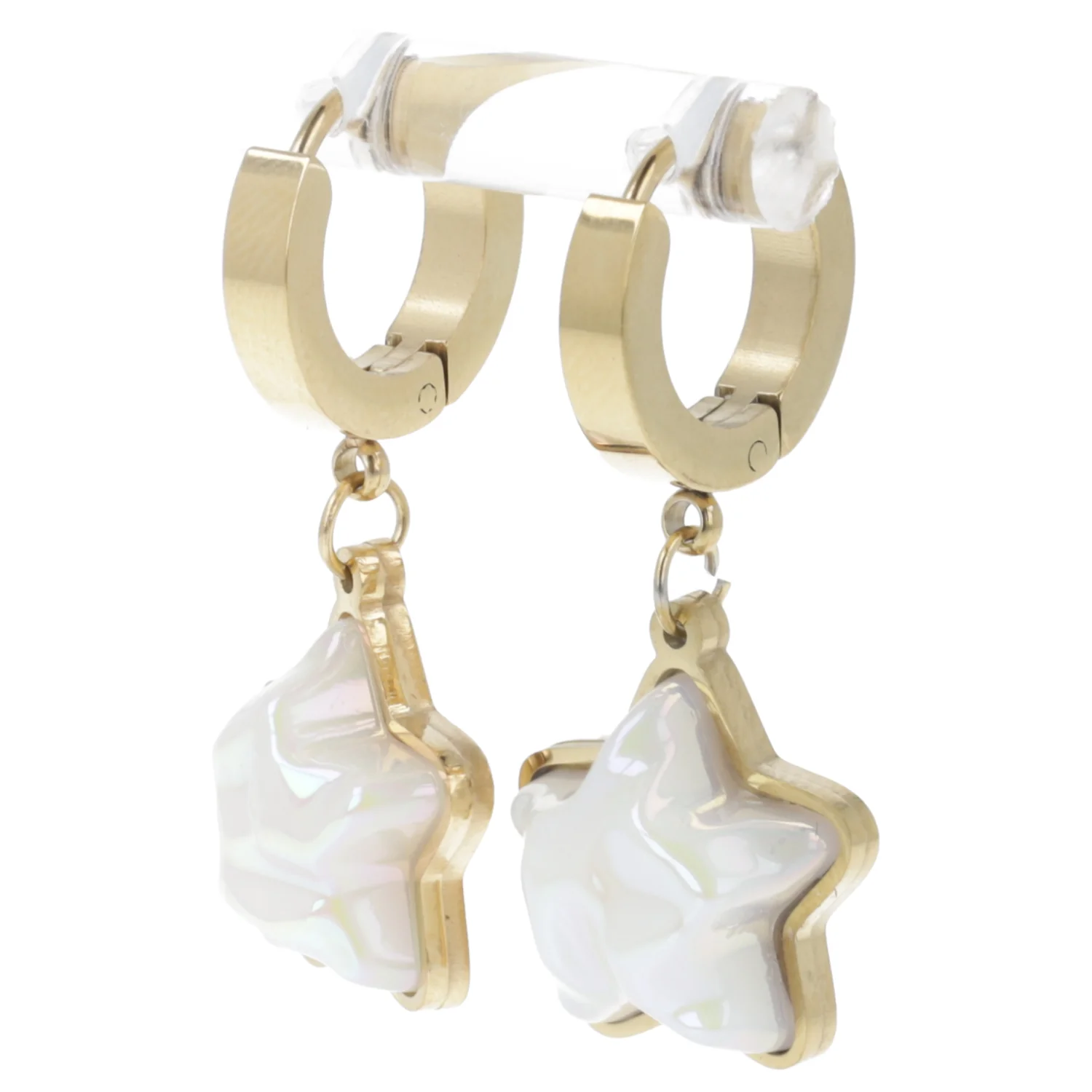 Opal Star Huggie Hoop Earrings (Gold Plated) - Image 6