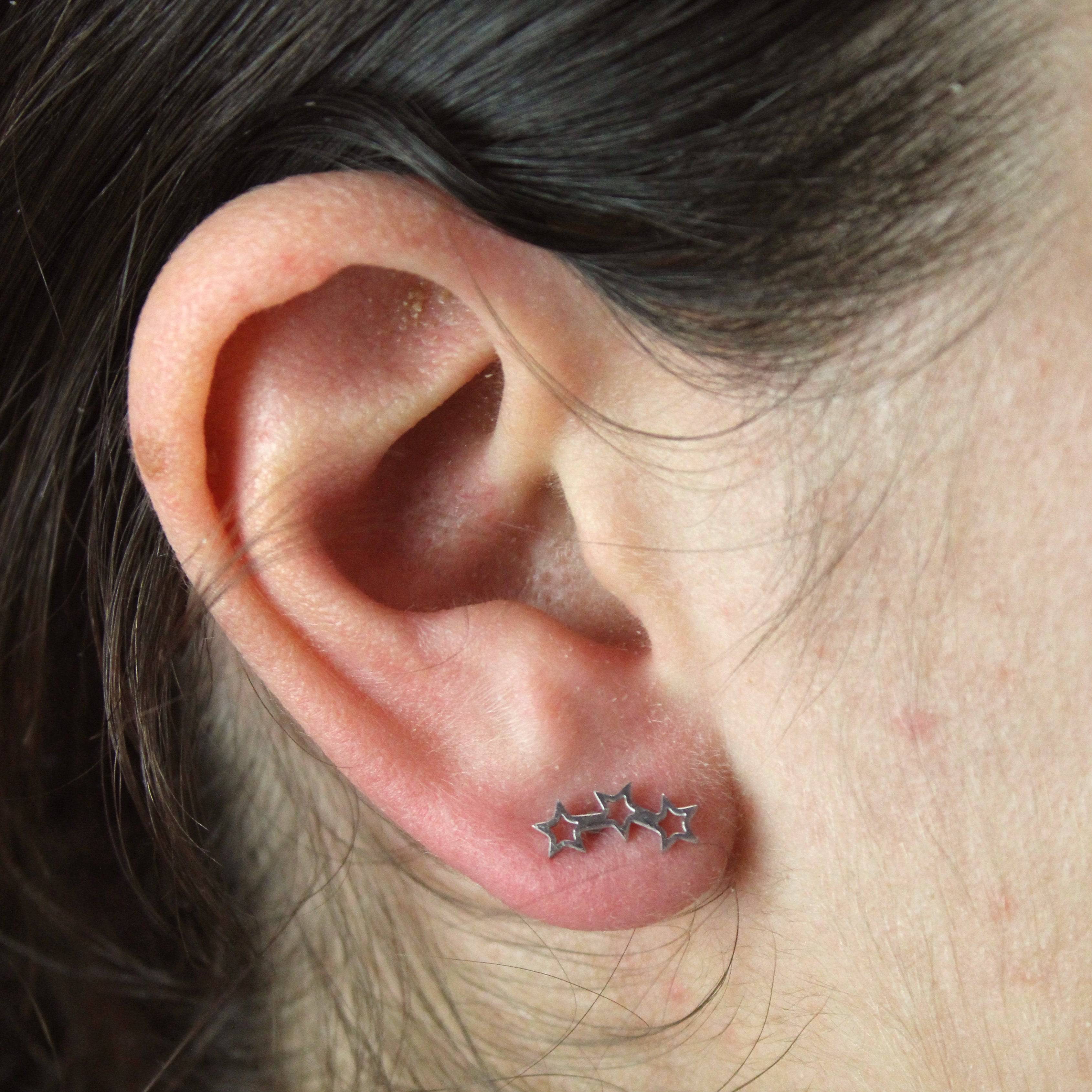 Open Triple Star Stud Earrings - Image 3