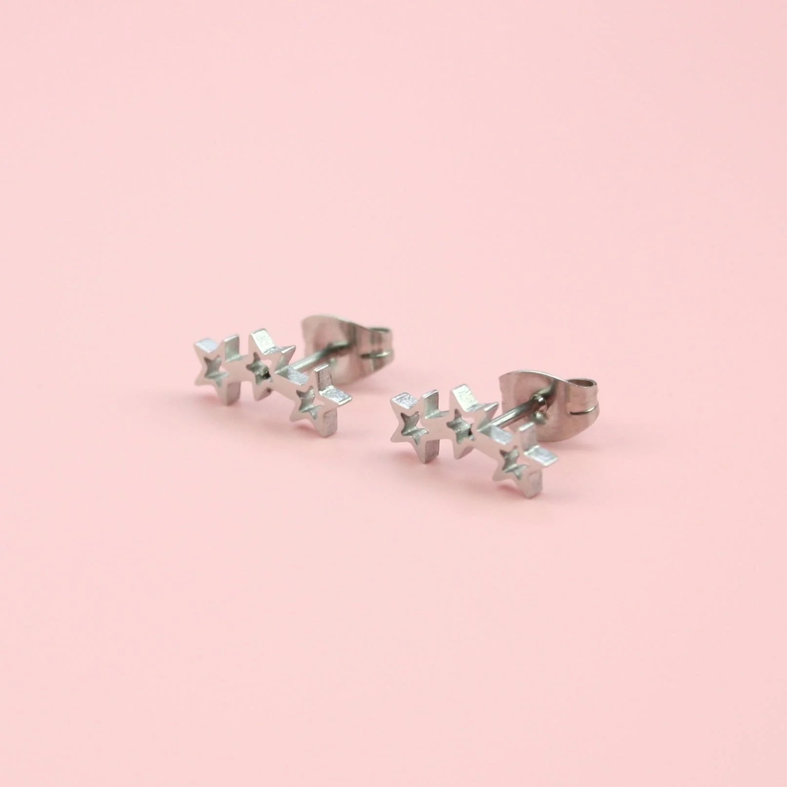Open Triple Star Stud Earrings - Image 4