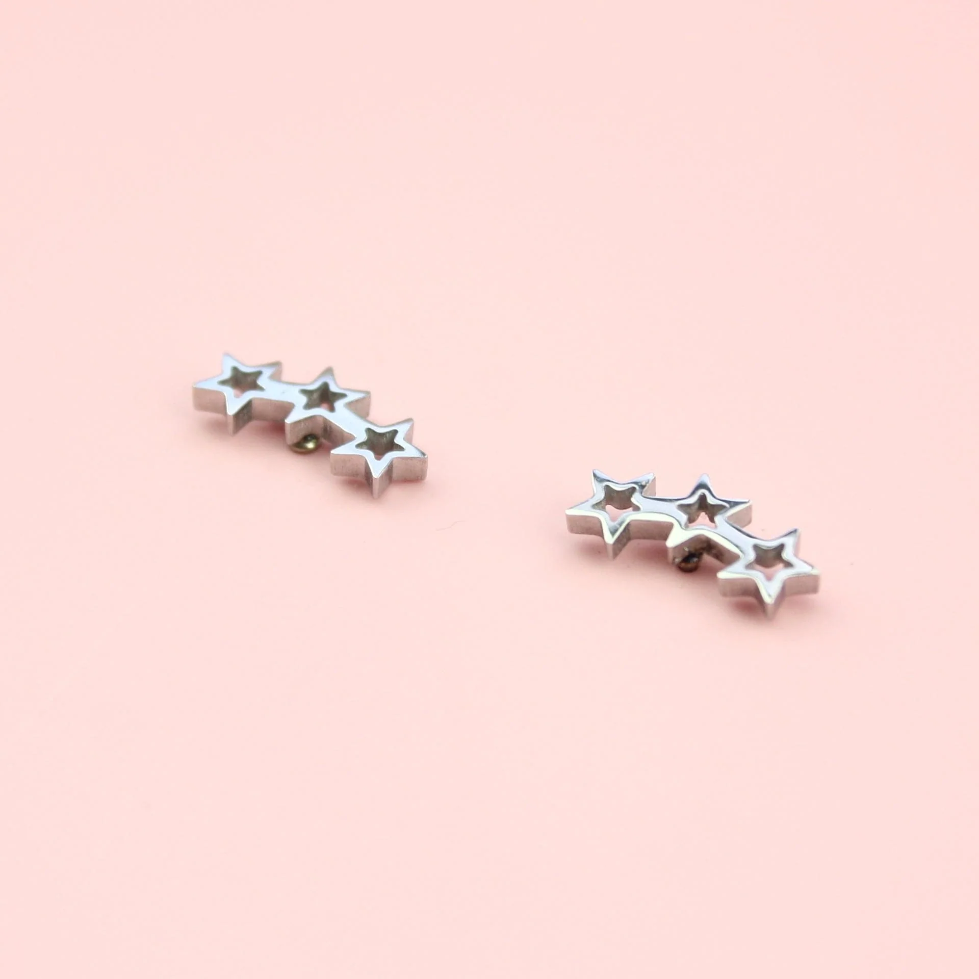 Open Triple Star Stud Earrings - Image 5