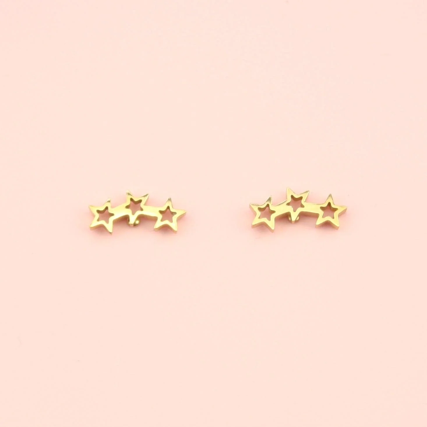 Open Triple Star Stud Earrings (Gold Plated) - Image 5