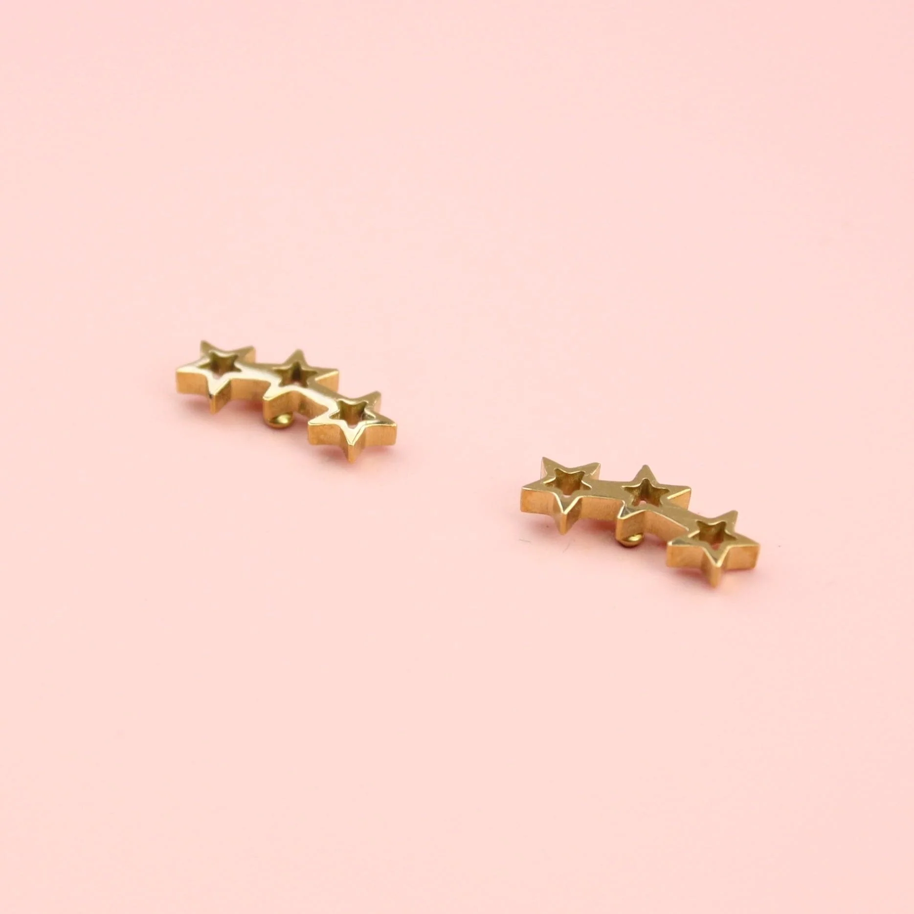 Open Triple Star Stud Earrings (Gold Plated) - Image 6