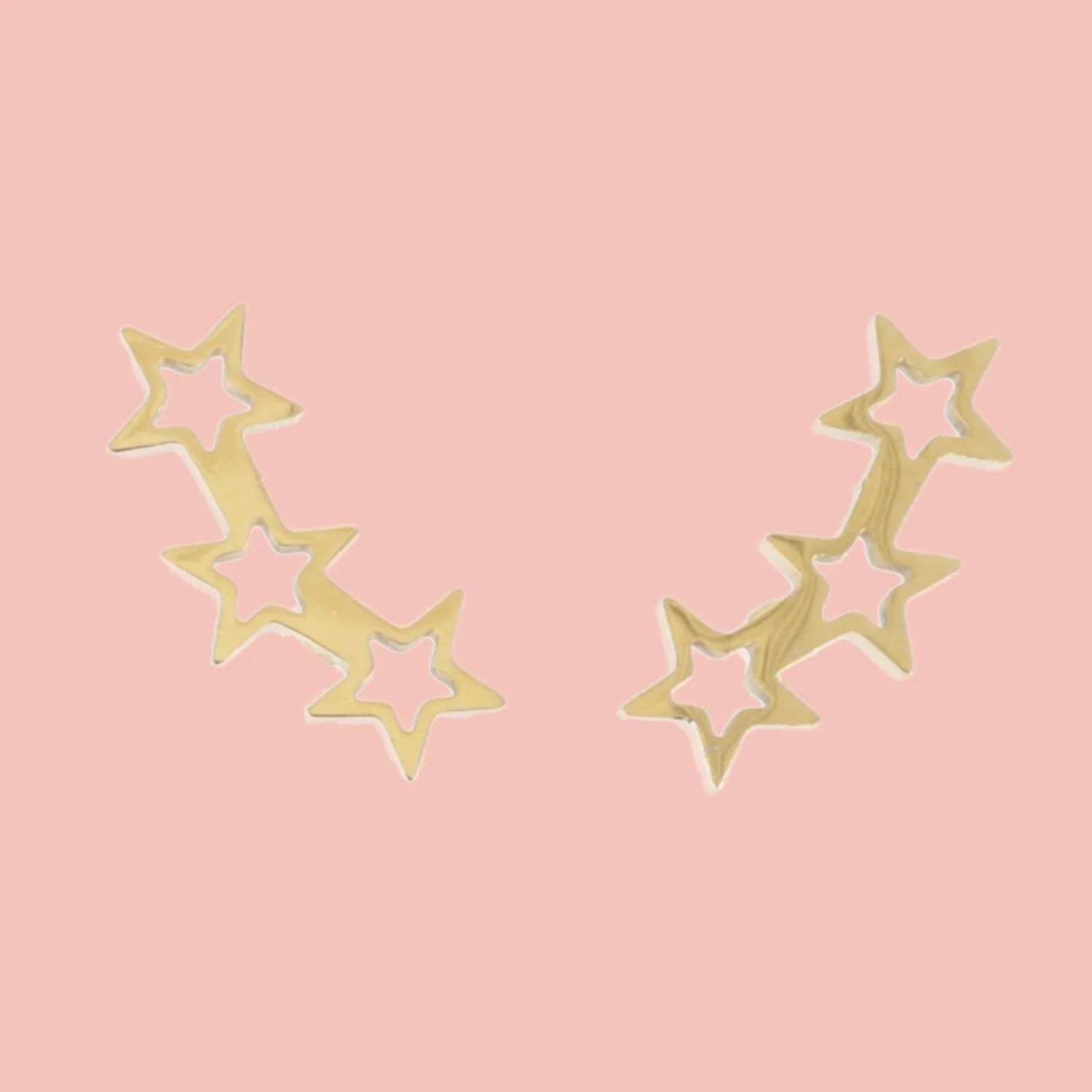 Open Triple Star Stud Earrings (Gold Plated) - Image 8