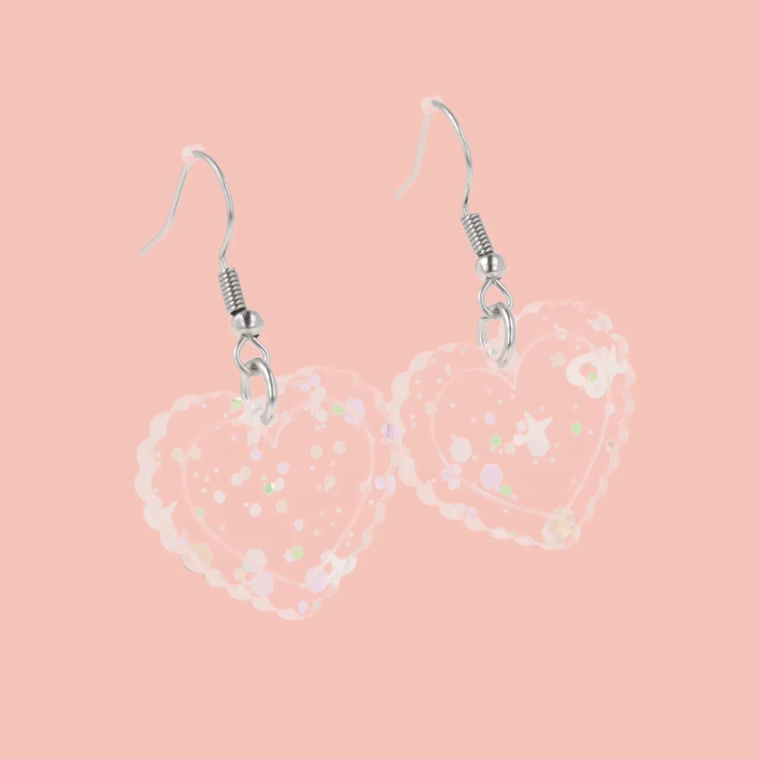 Pastel Confetti Heart Earrings - Image 2