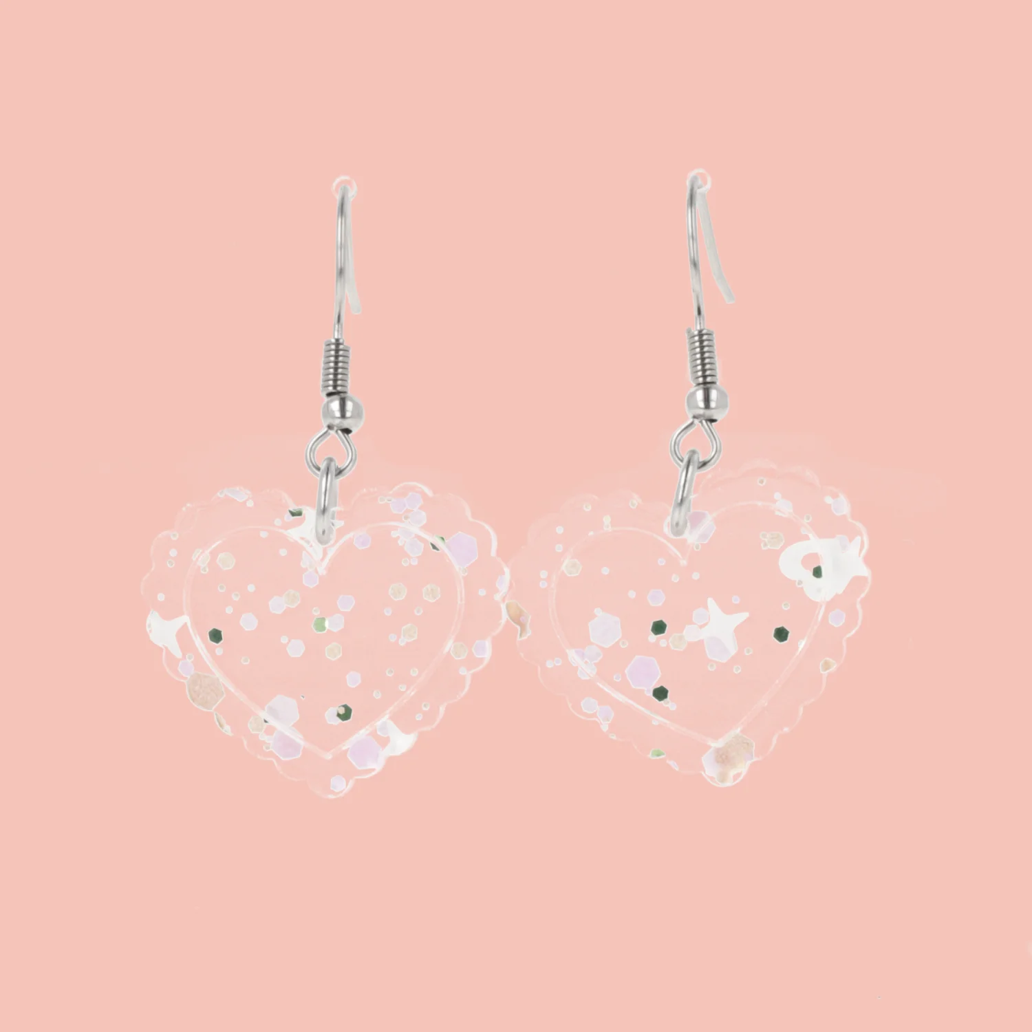 Pastel Confetti Heart Earrings - Image 3
