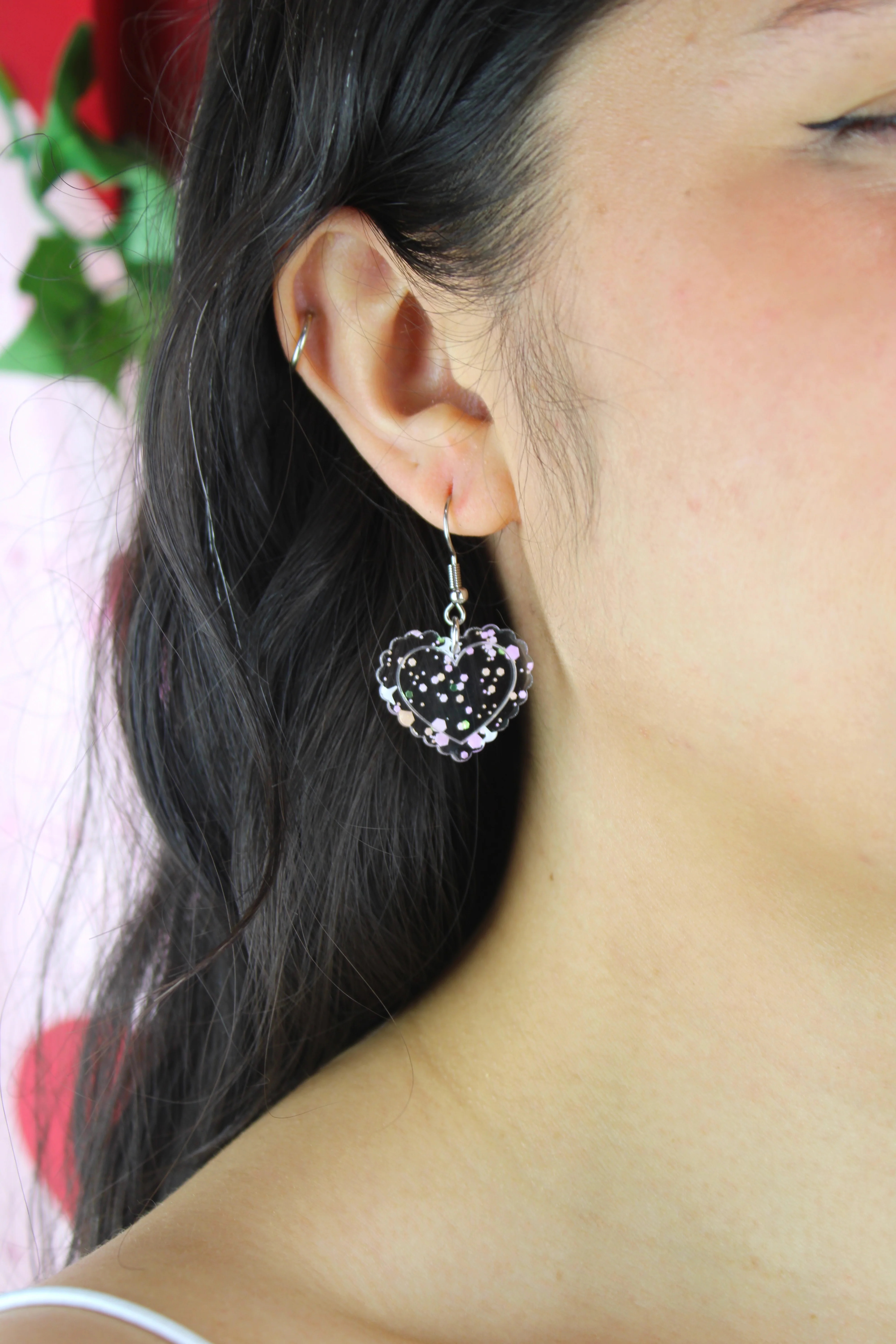 Pastel Confetti Heart Earrings - Image 6