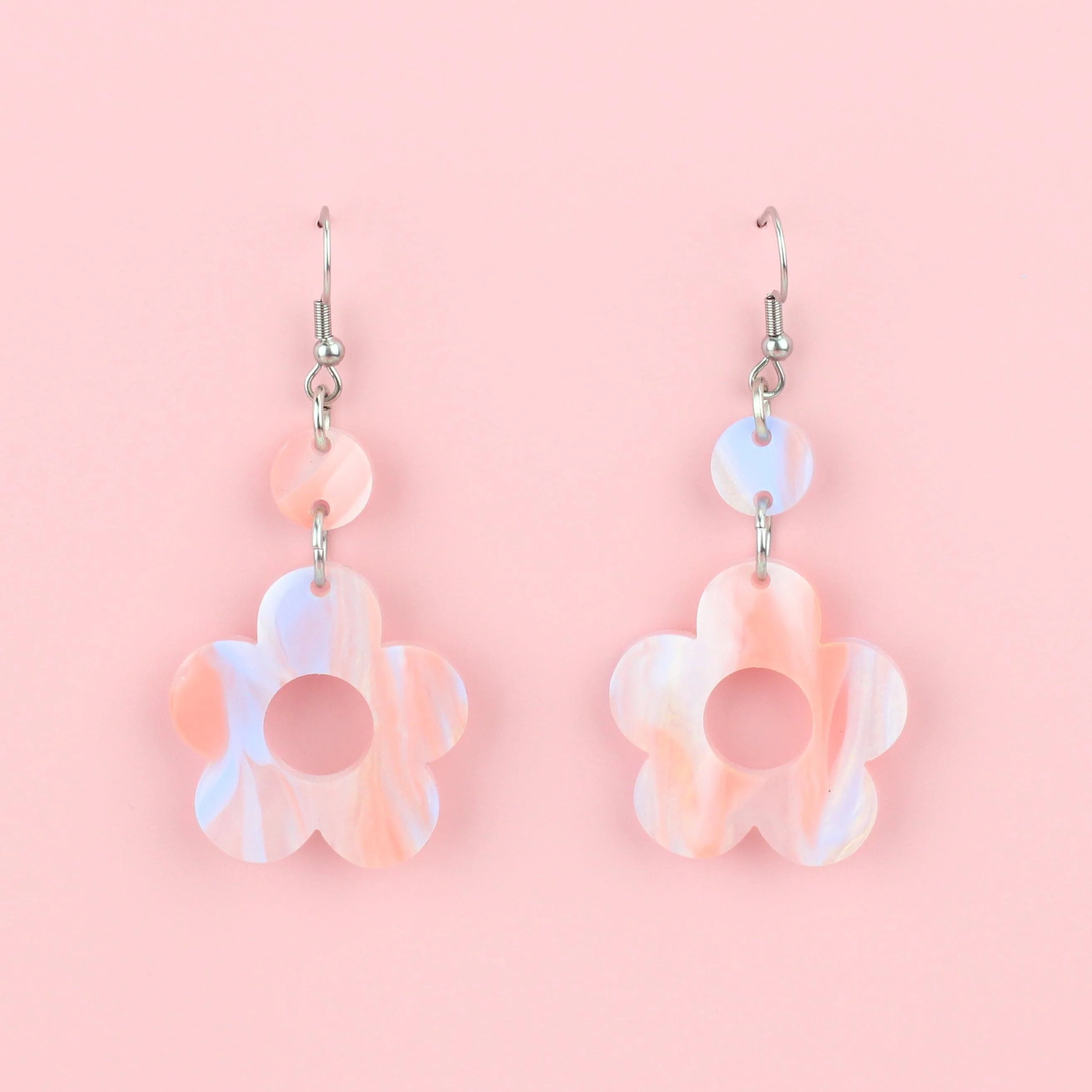 Pastel Peach Flower Power Earrings - Image 3