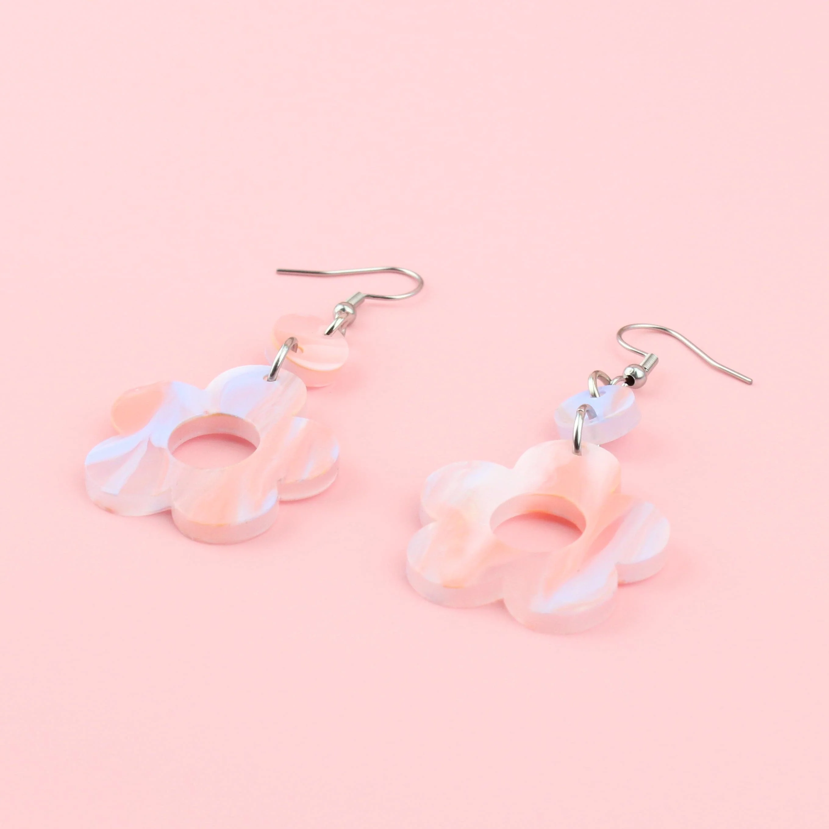 Pastel Peach Flower Power Earrings - Image 5
