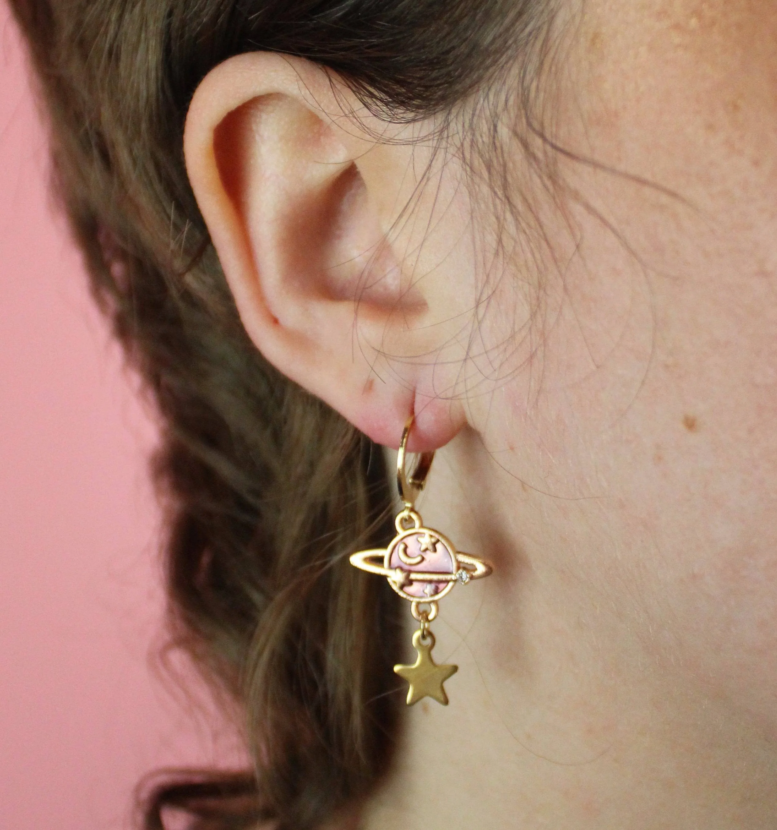 Peach Milky Way Hoop Earrings - Image 3