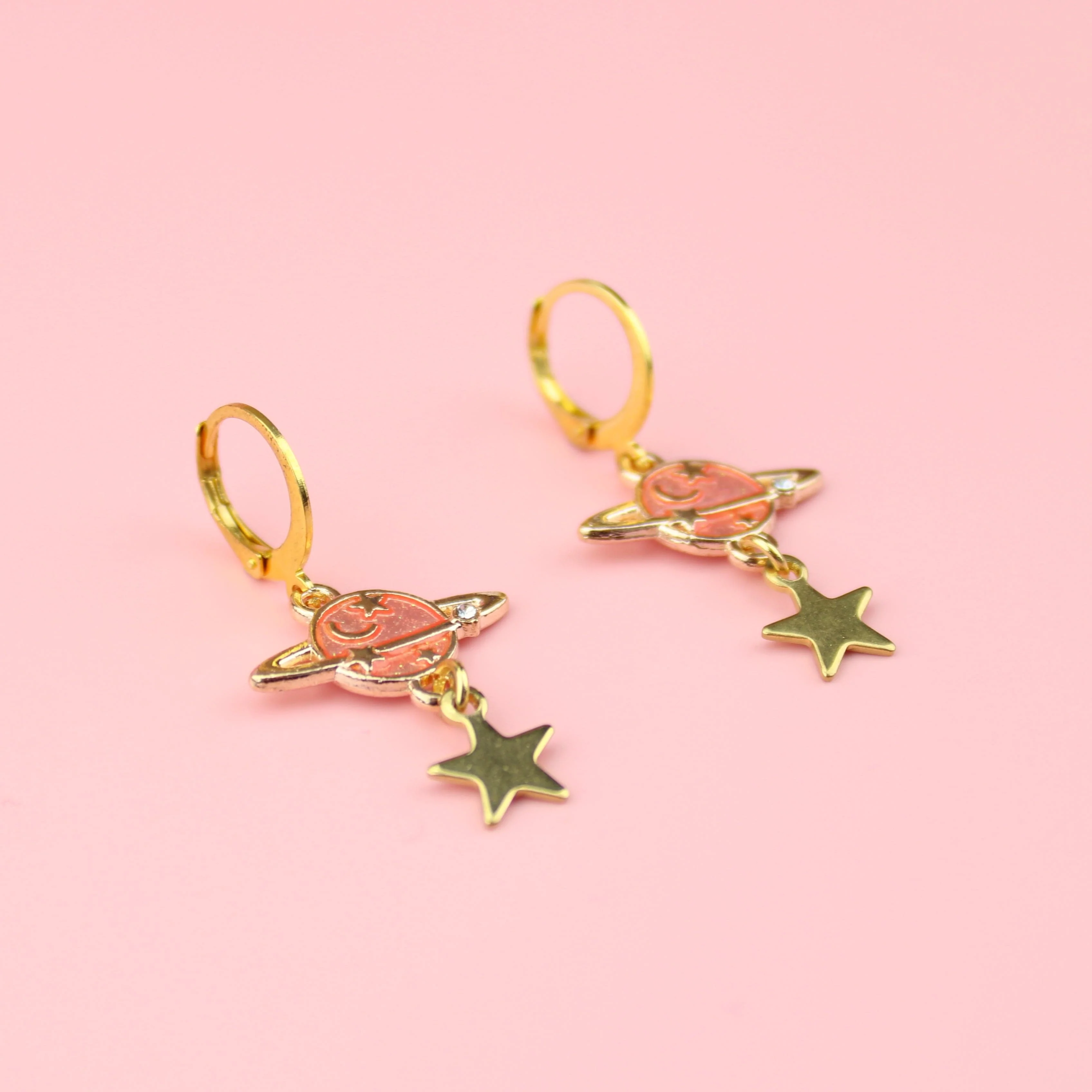 Peach Milky Way Hoop Earrings - Image 4