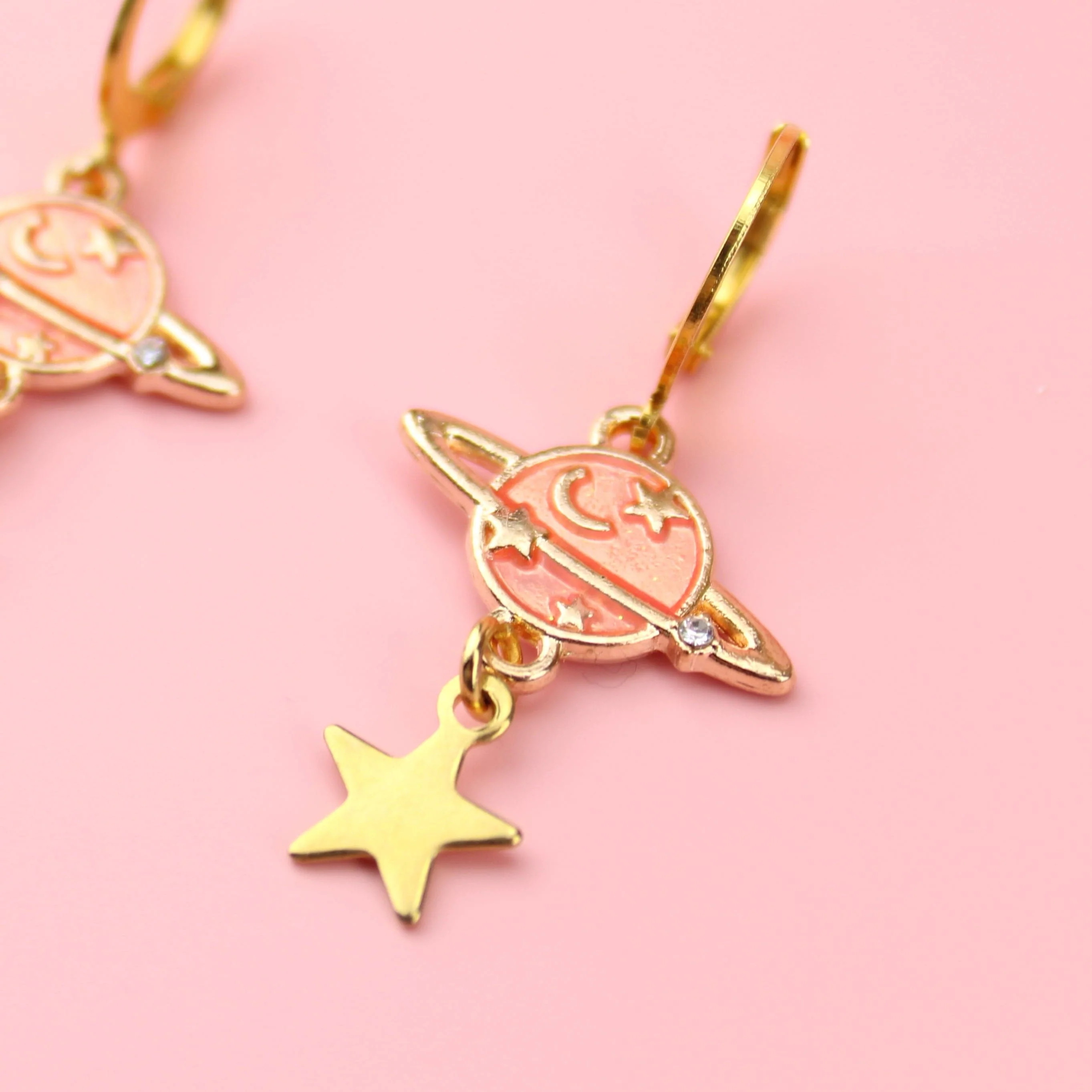 Peach Milky Way Hoop Earrings - Image 5