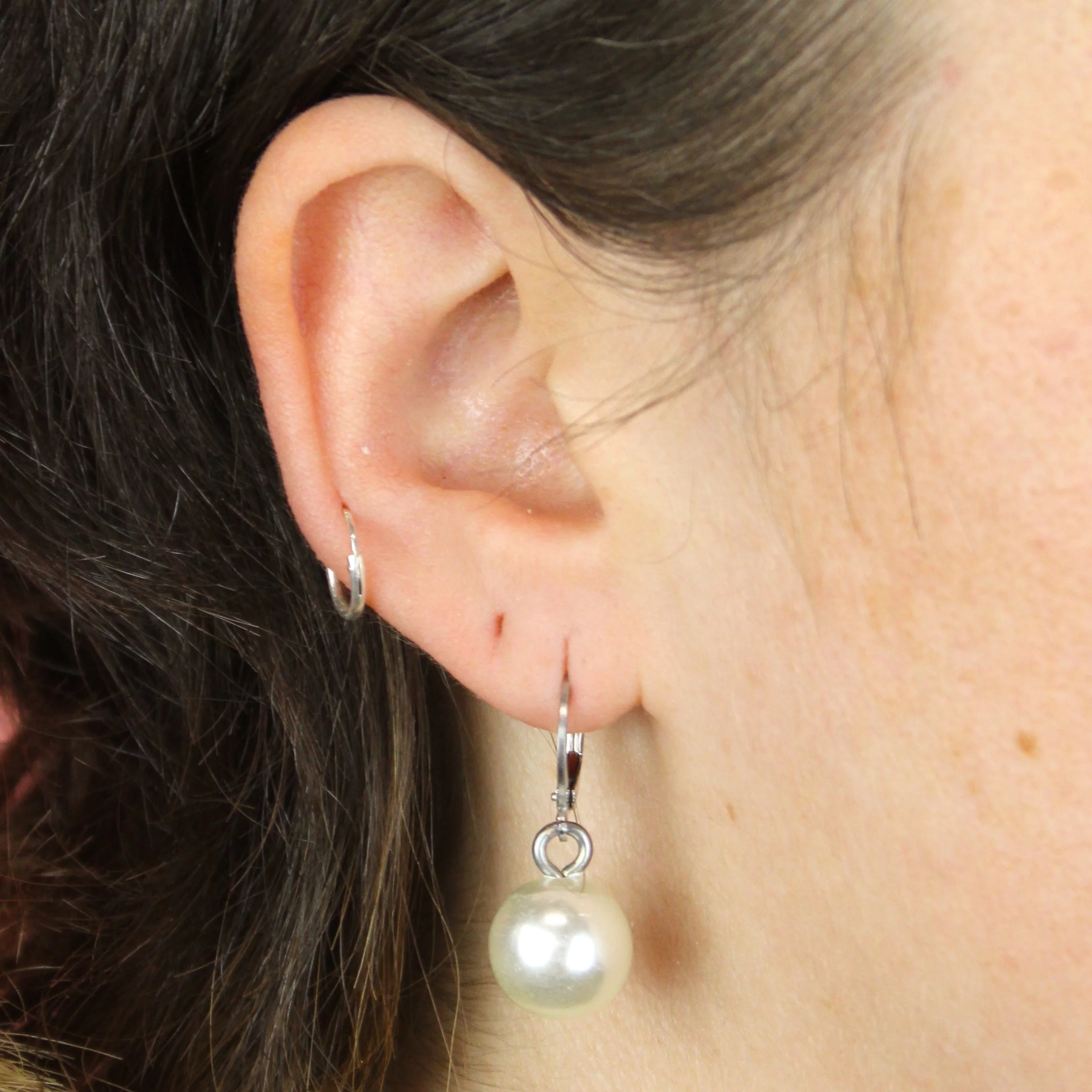 Pearl Huggie Hoops - Image 4