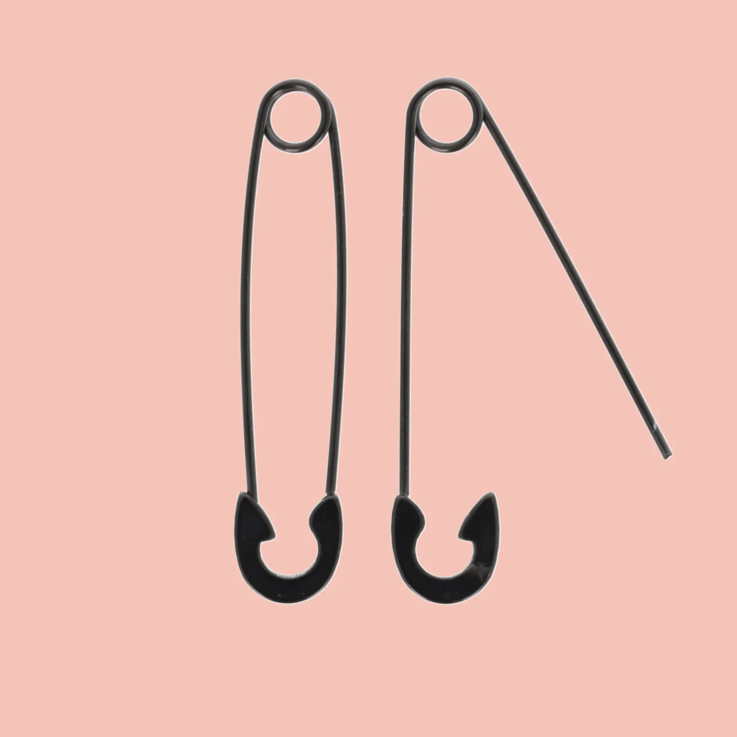 Pin it to Win it Safety Pin Earrings (Black) - Image 2