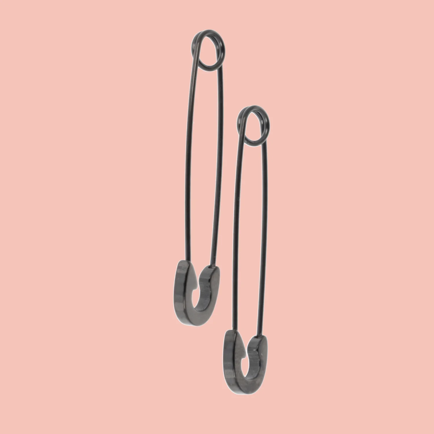 Pin it to Win it Safety Pin Earrings (Black) - Image 3