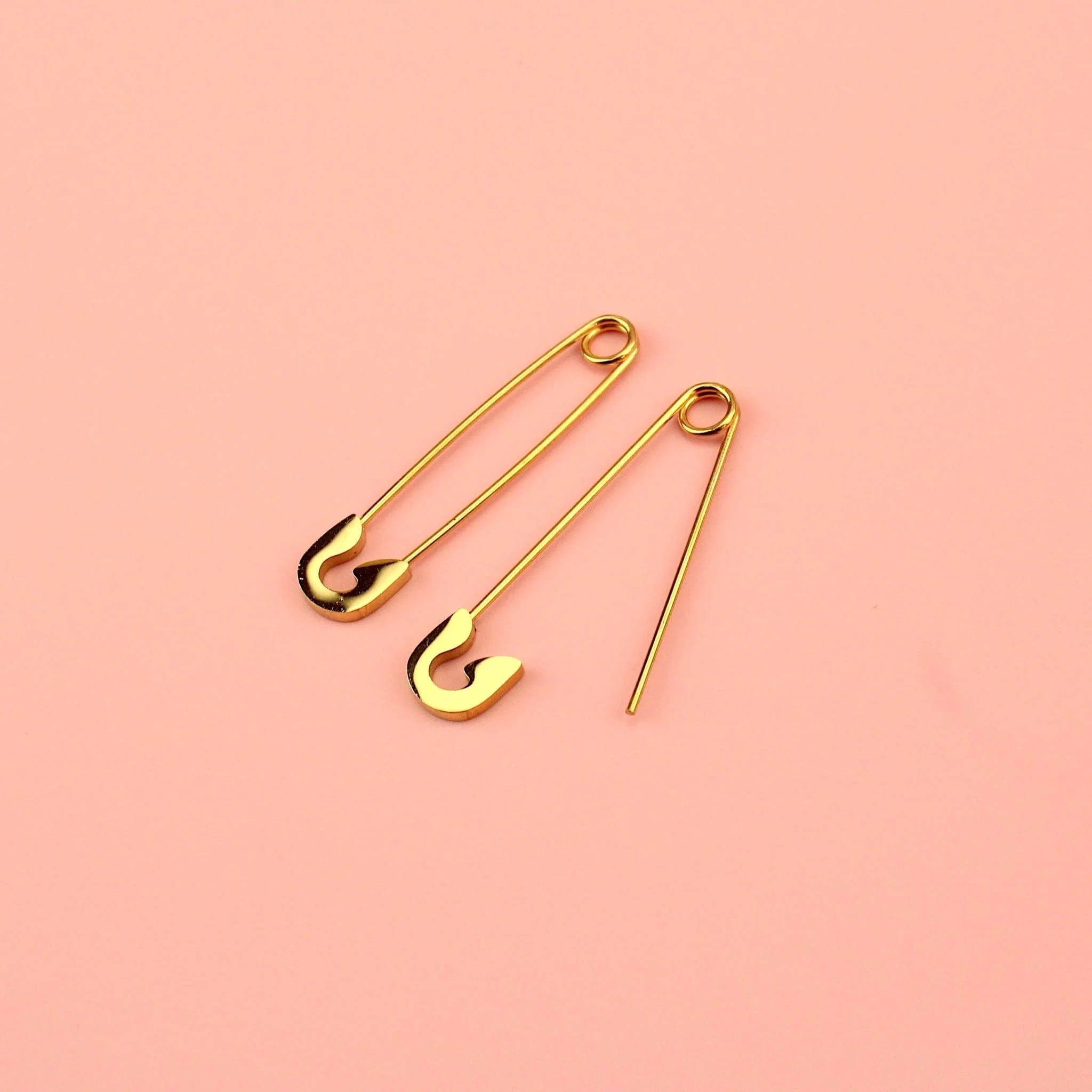 Pin it to Win it Safety Pin Earrings (Gold Plated) - Image 4
