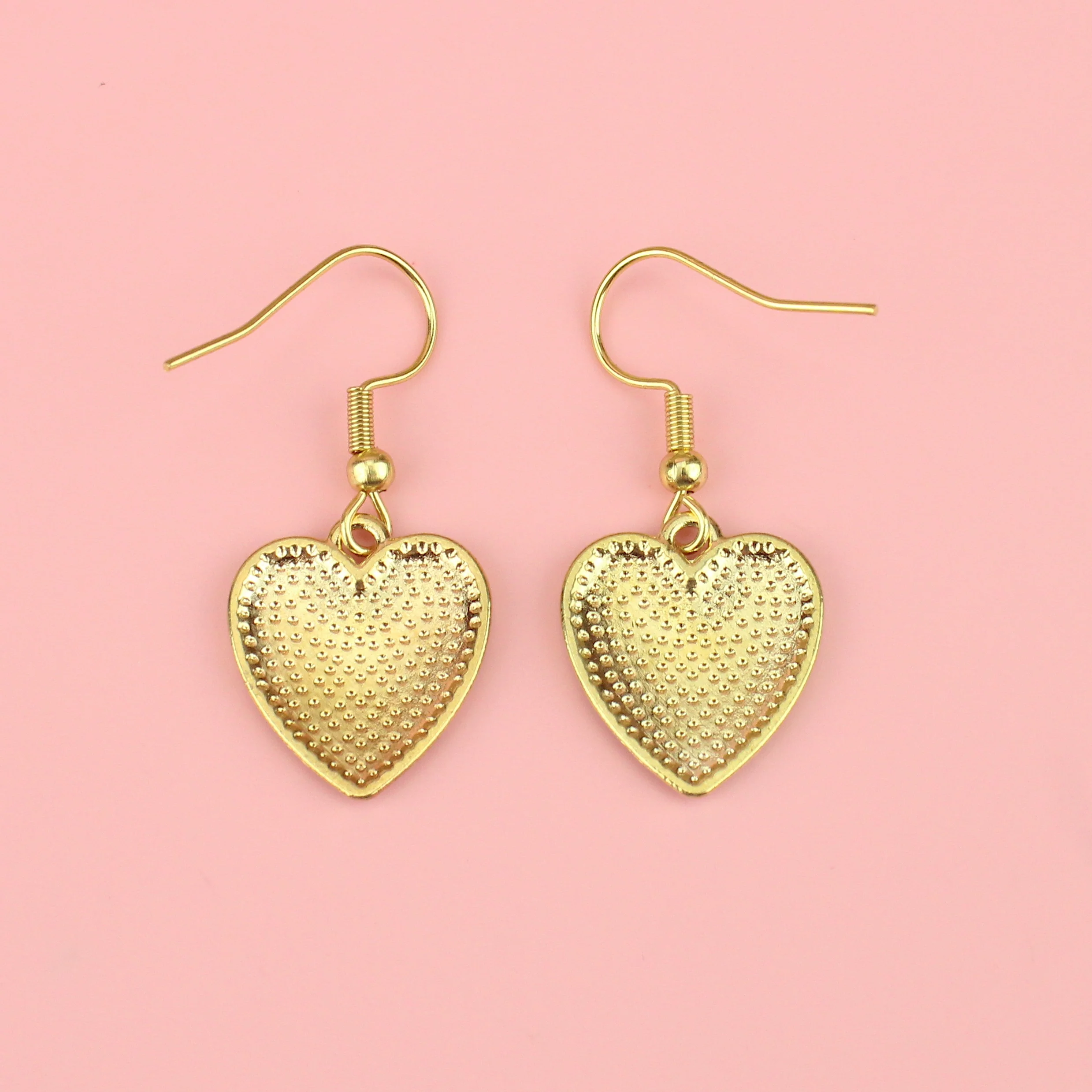 Pink and White Heart Checkerboard Earrings - Image 4