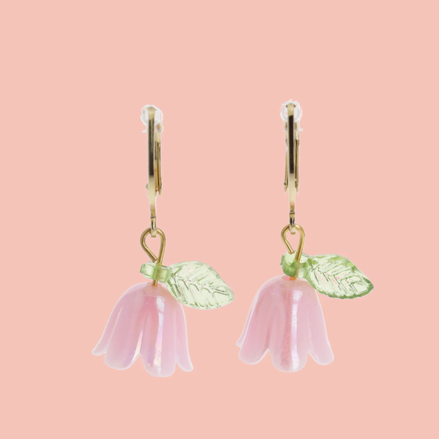 Pink Bell Orchid Huggie Hoop Earrings