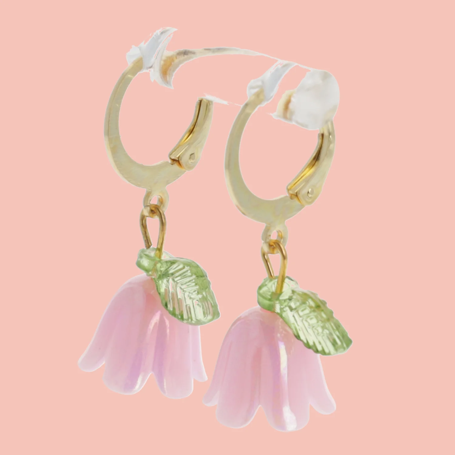Pink Bell Orchid Huggie Hoop Earrings - Image 3