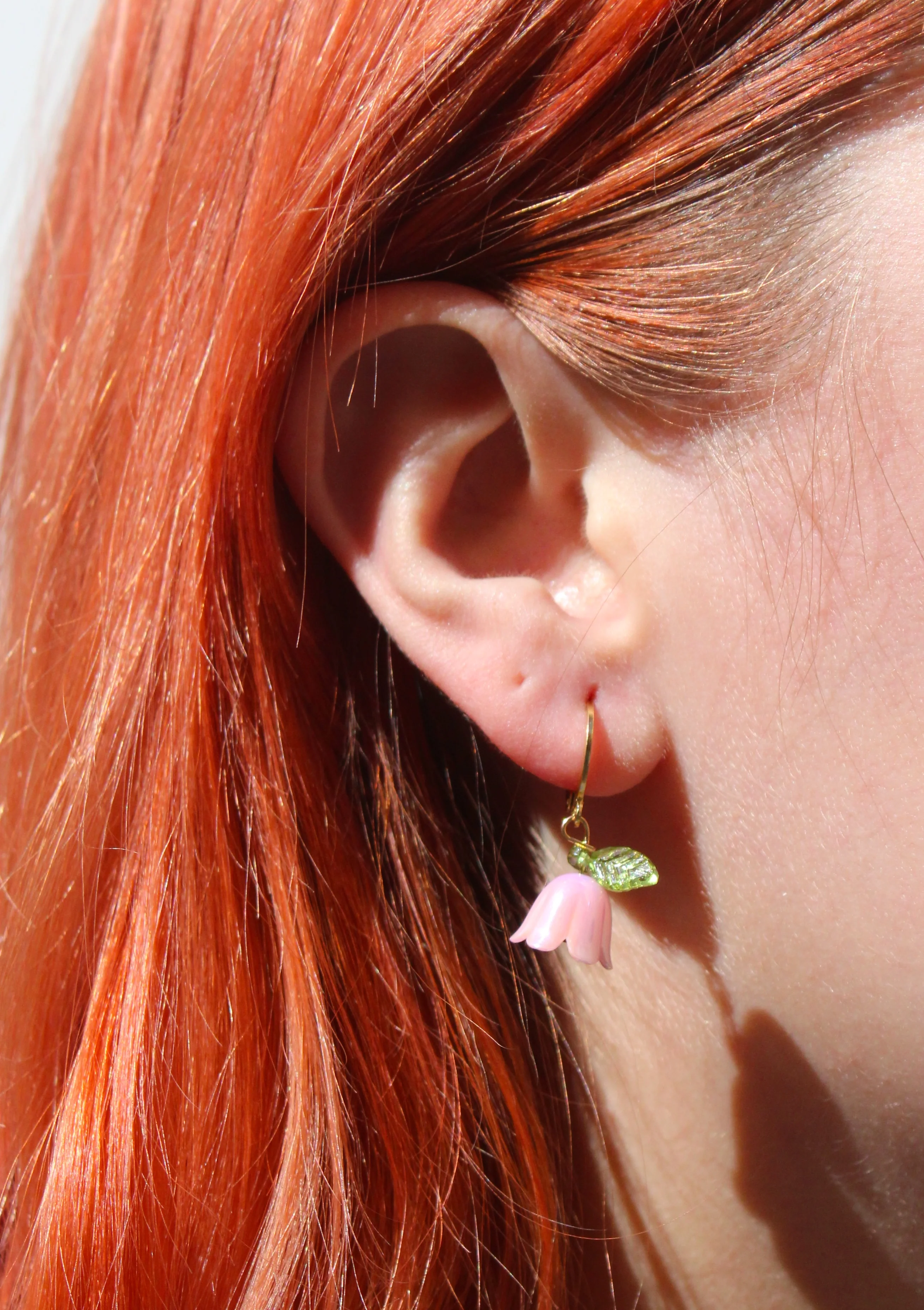 Pink Bell Orchid Huggie Hoop Earrings - Image 4