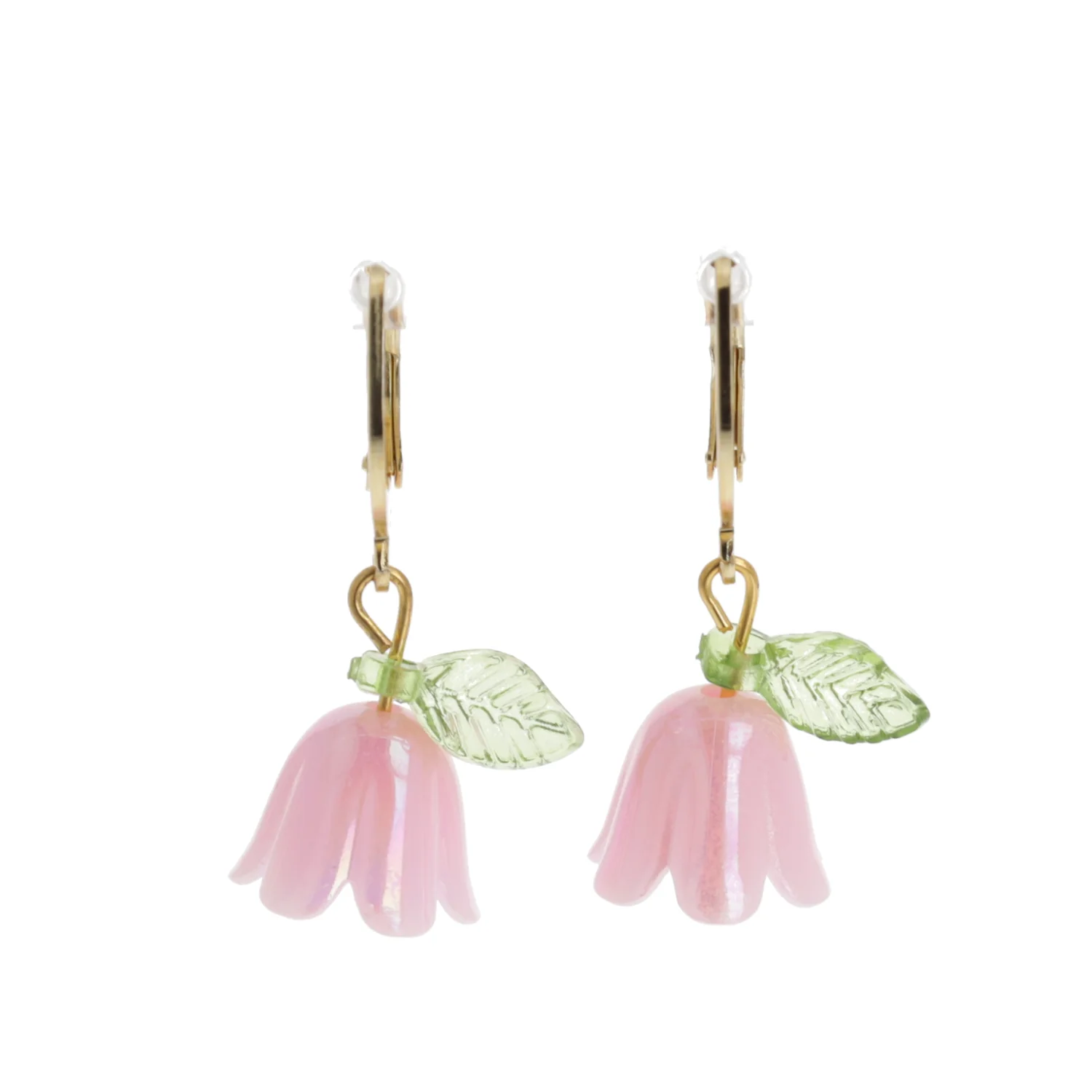 Pink Bell Orchid Huggie Hoop Earrings - Image 5