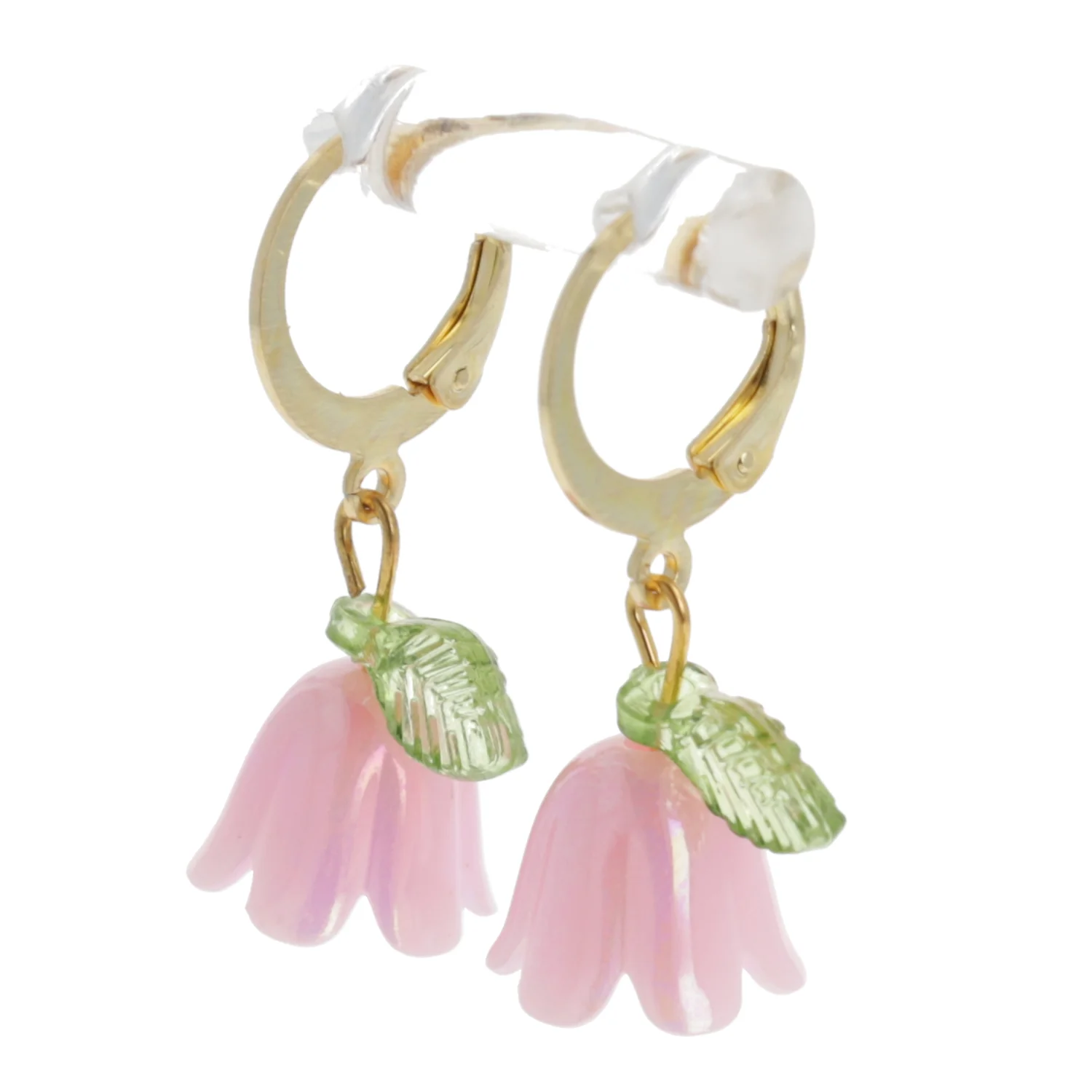 Pink Bell Orchid Huggie Hoop Earrings - Image 6