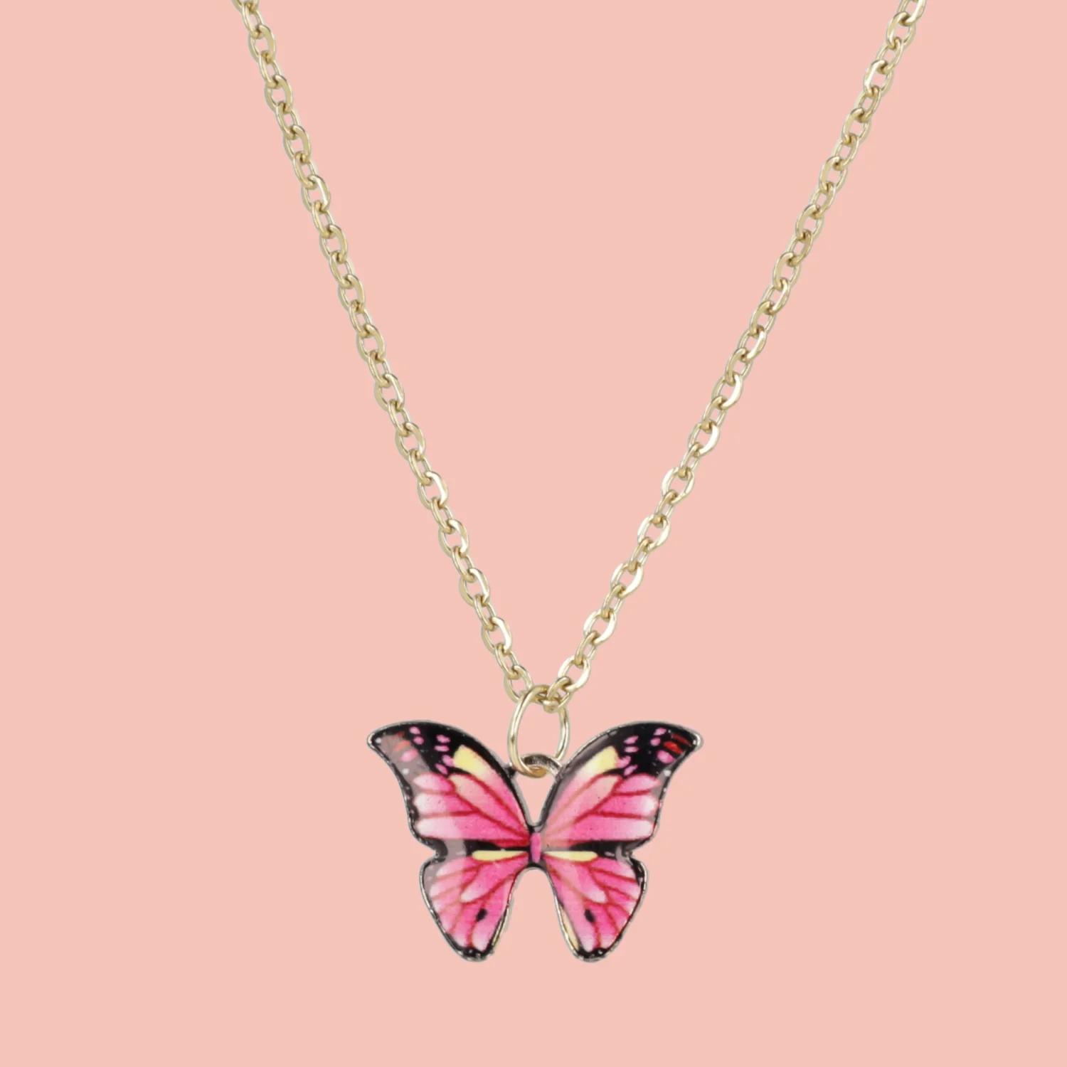 Pink Butterfly Necklace