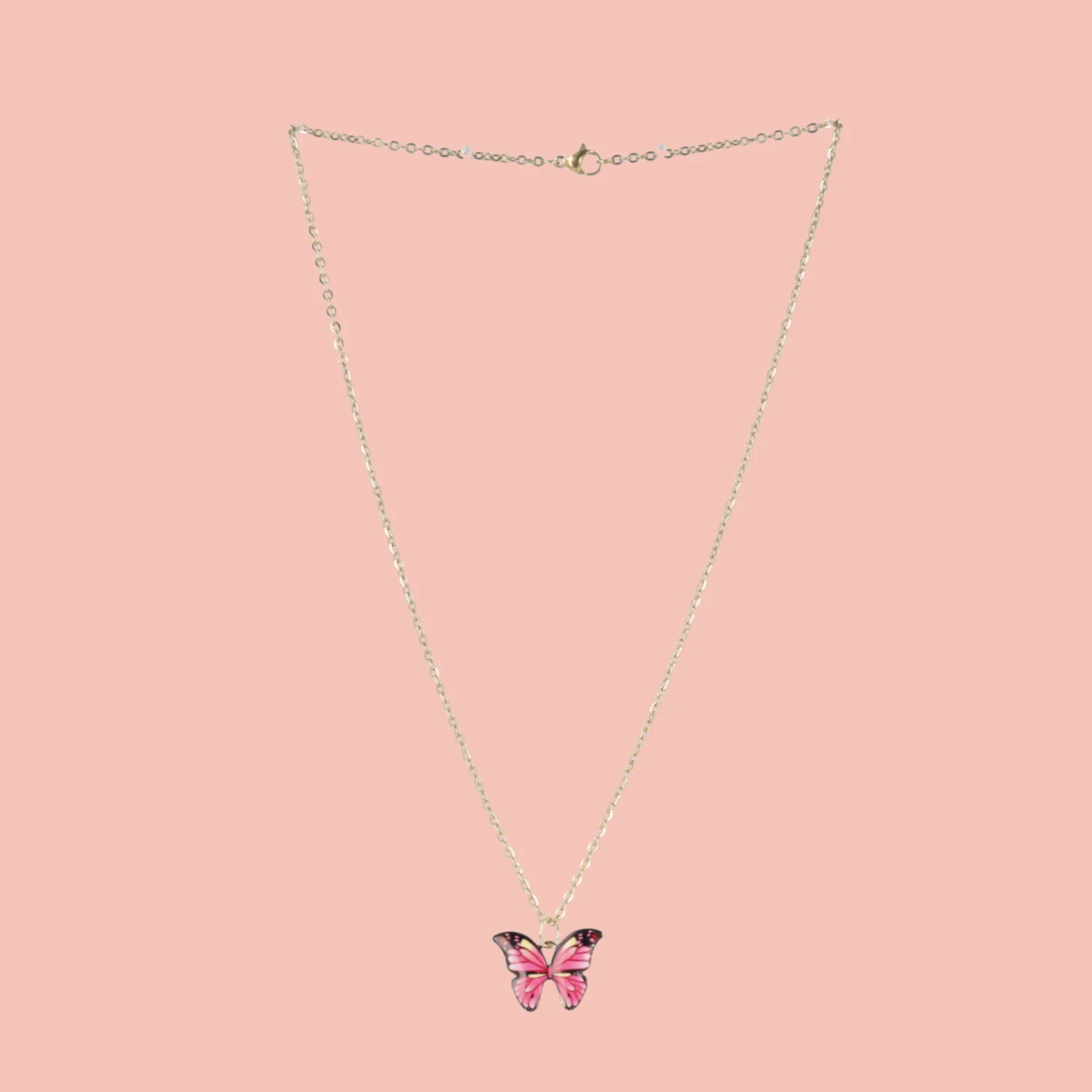 Pink Butterfly Necklace - Image 3