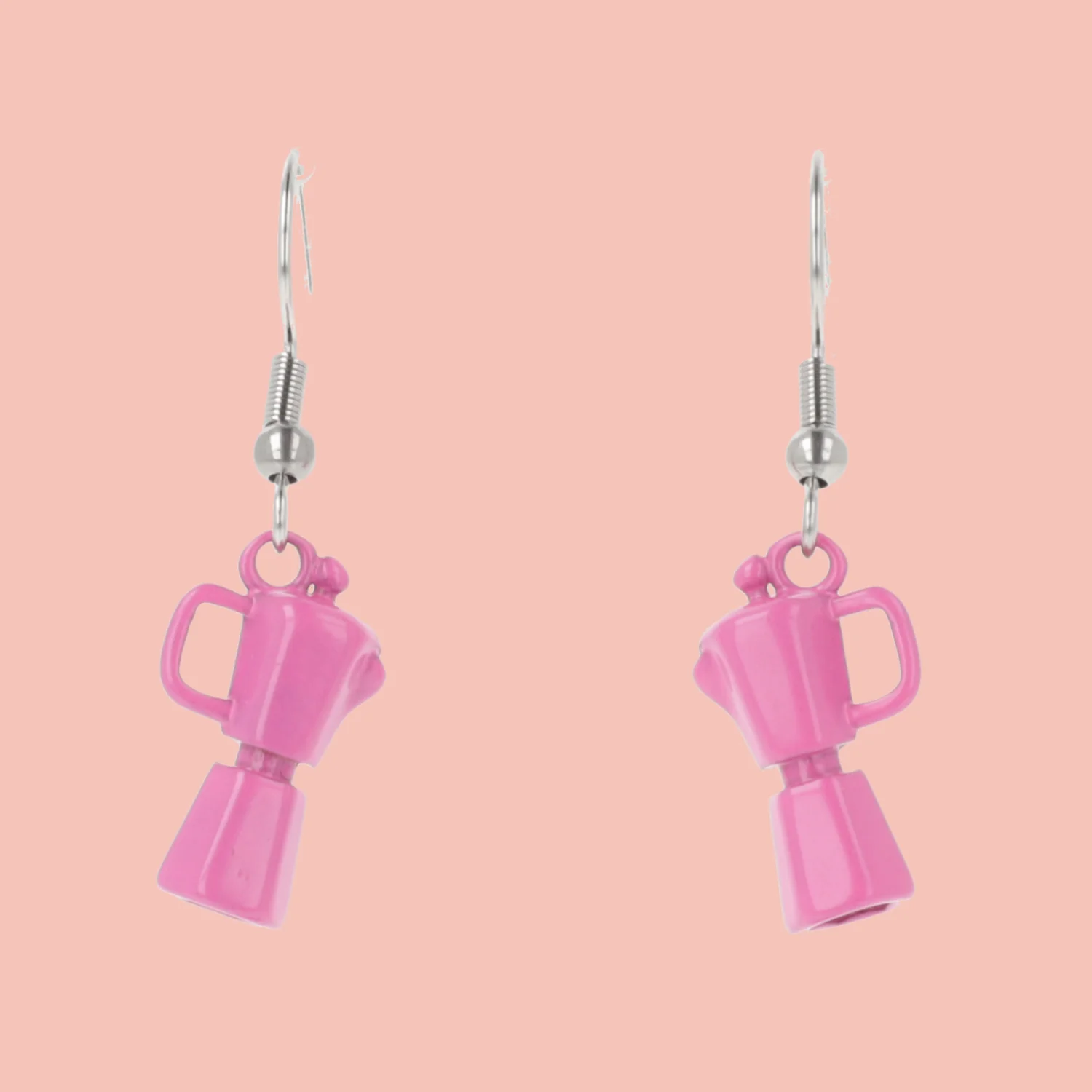 Pink Coffee Pot Earrings
