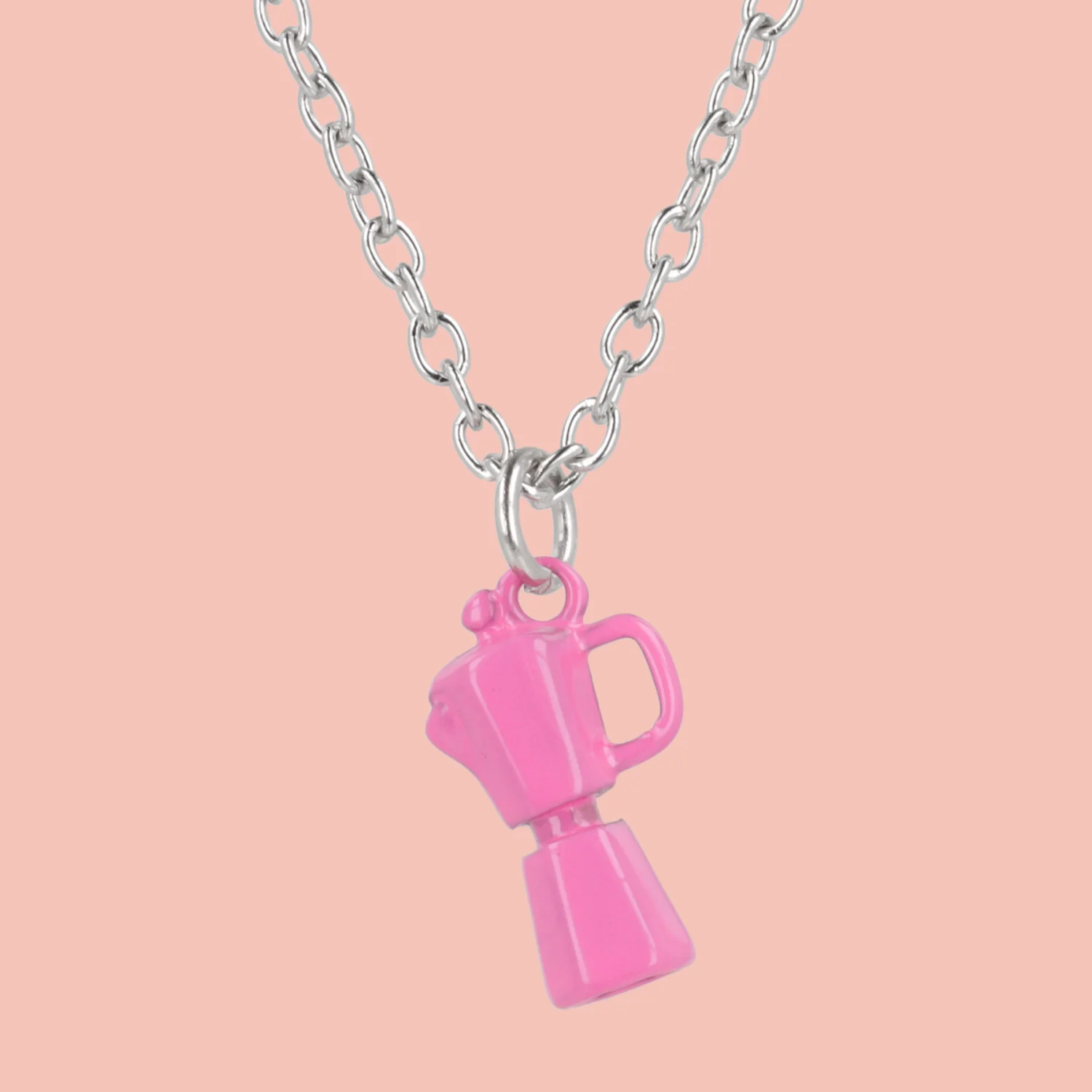 Pink Coffee Pot Necklace