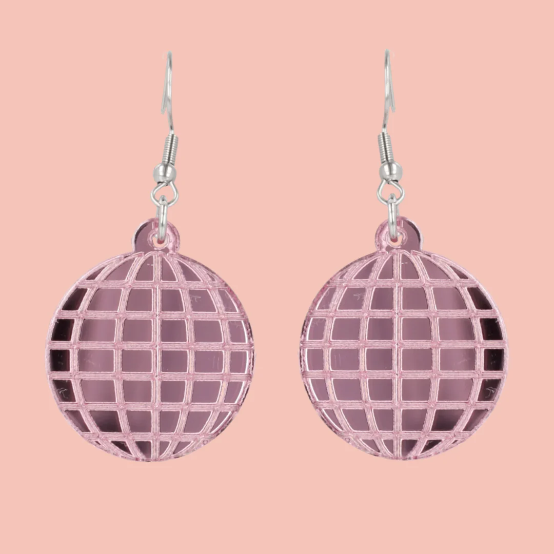 Pink Disco Ball Earrings