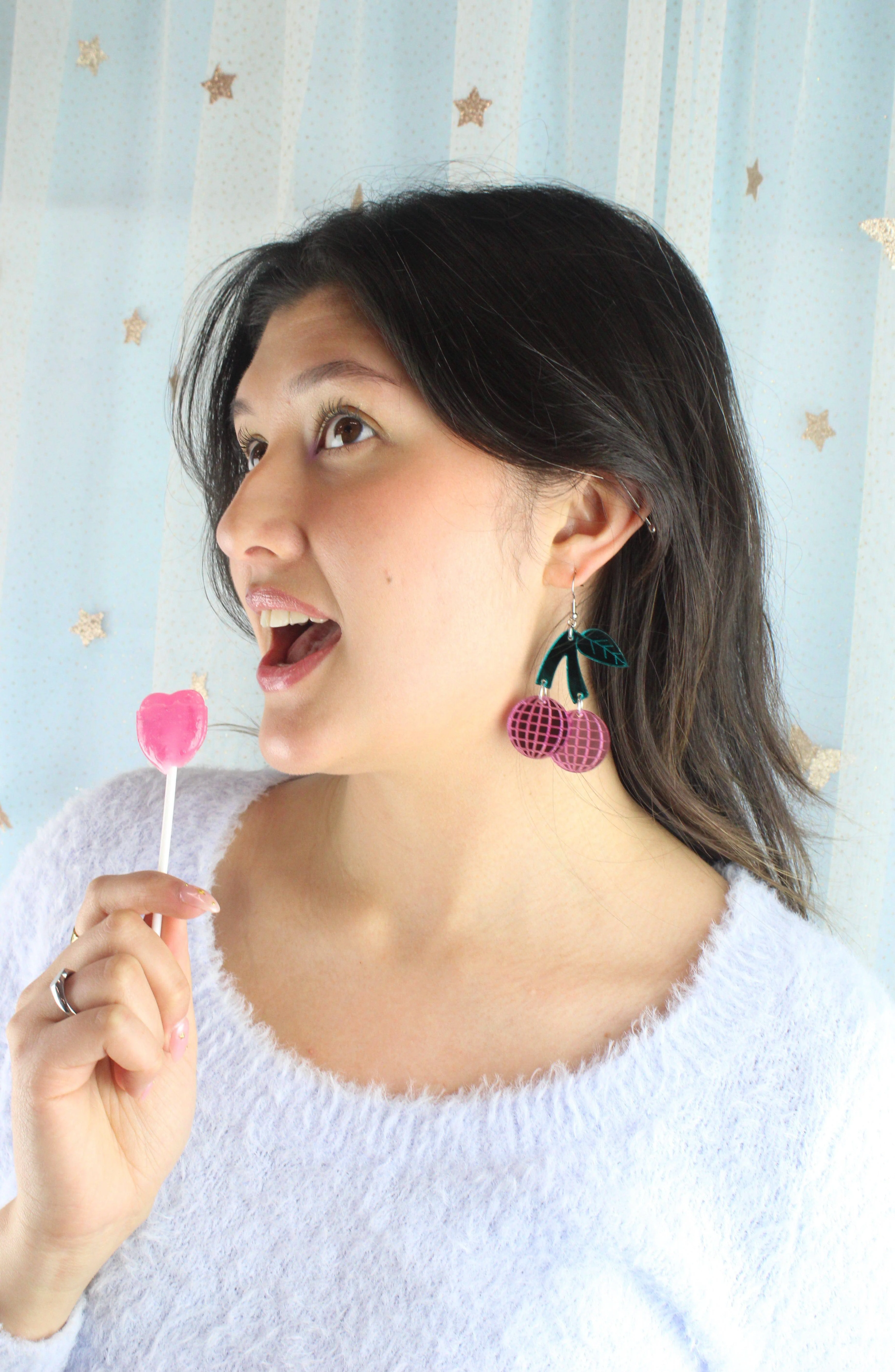 Pink Disco Cherry Earrings - Image 11