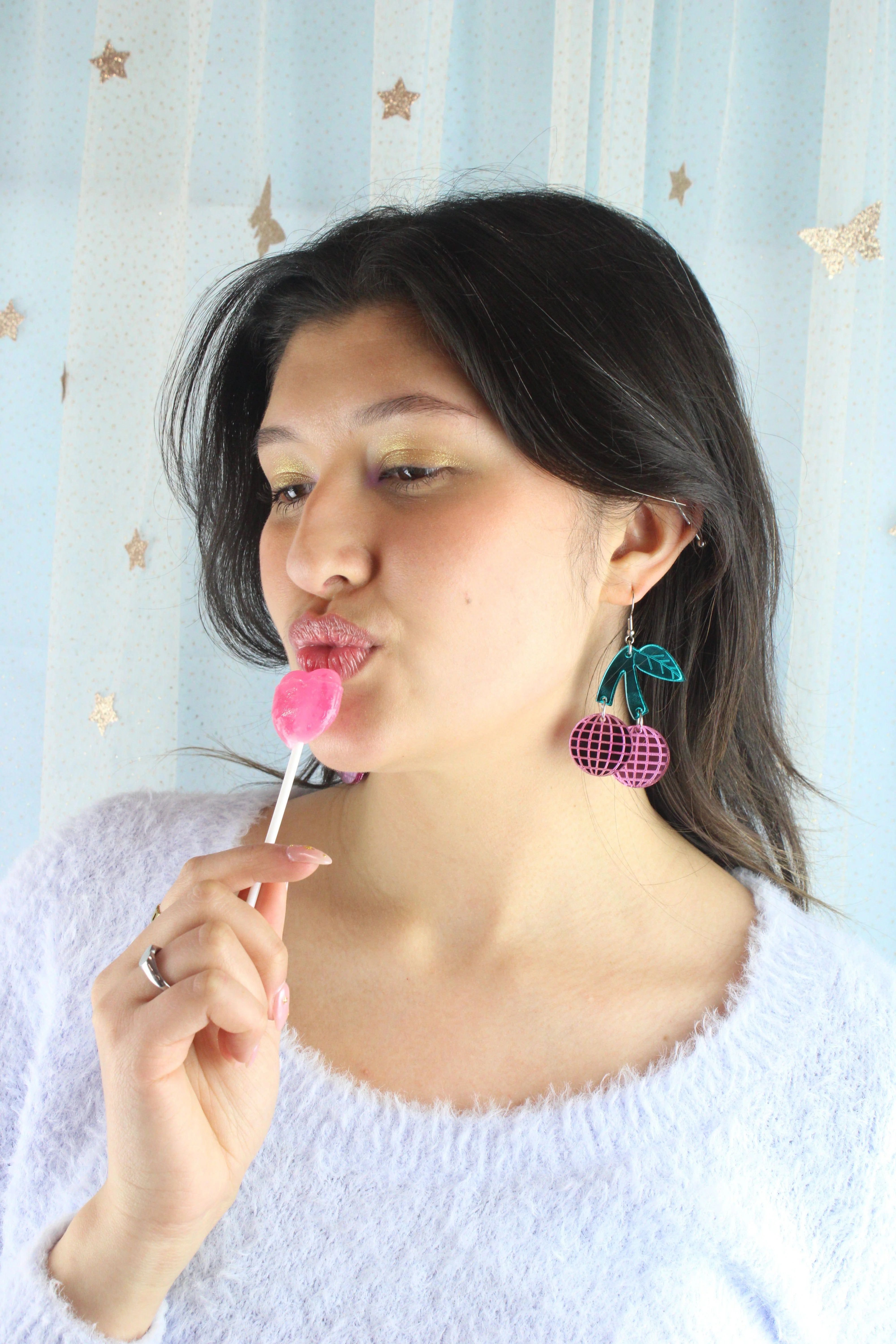 Pink Disco Cherry Earrings - Image 12