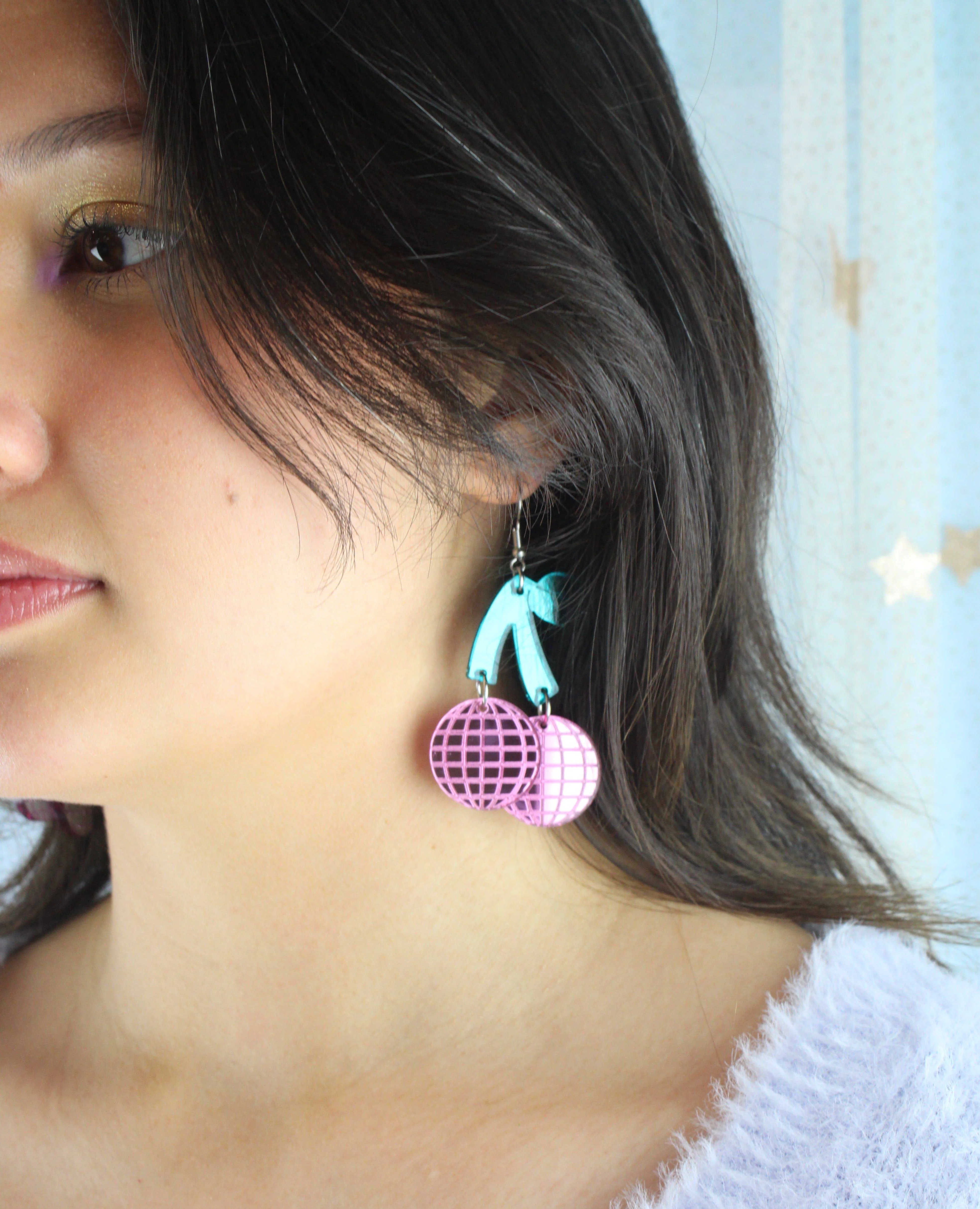 Pink Disco Cherry Earrings - Image 14