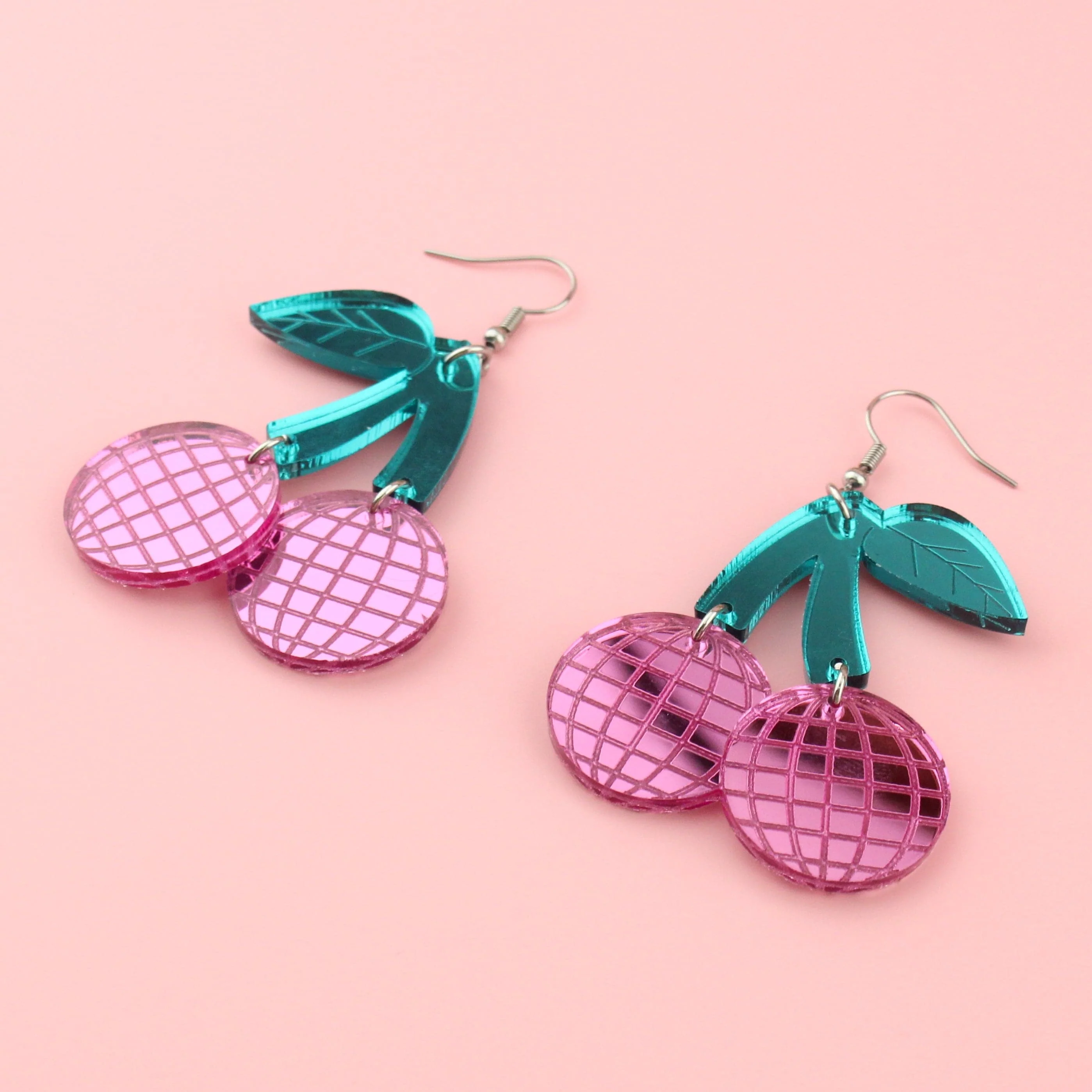 Pink Disco Cherry Earrings - Image 3