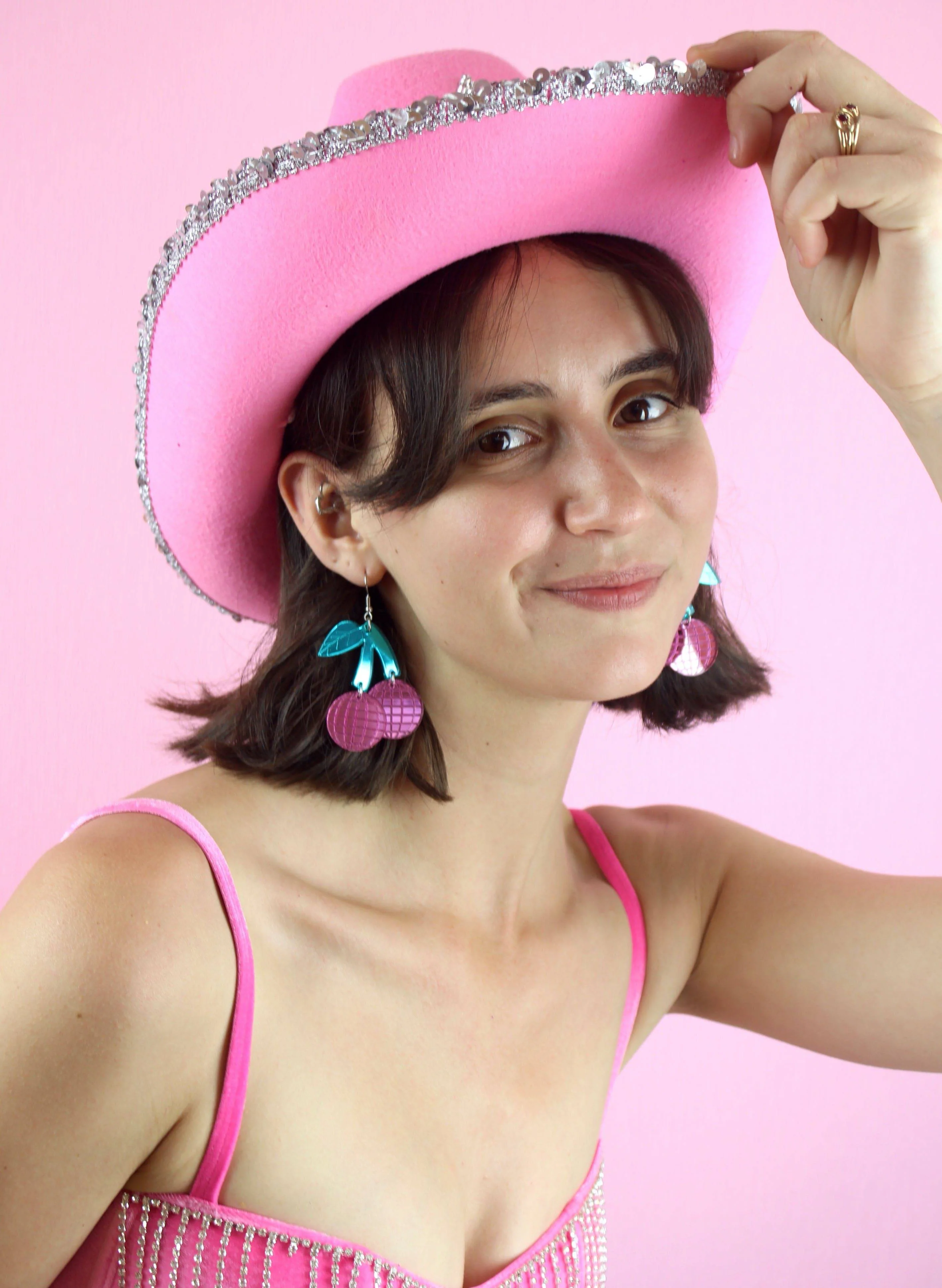 Pink Disco Cherry Earrings - Image 4